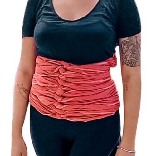Organic Cotton Gauze Bengkung Belly Wrap - 17 Yards Postpartum Belly Binding Cloth for Women | GOTS Certified Natural Fabric | Post Delivery Recovery & C-Section Support | Canyon Rose Color | Perfect for Postpartum Care, Tummy Tucking & Waist Shaping After Pregnancy