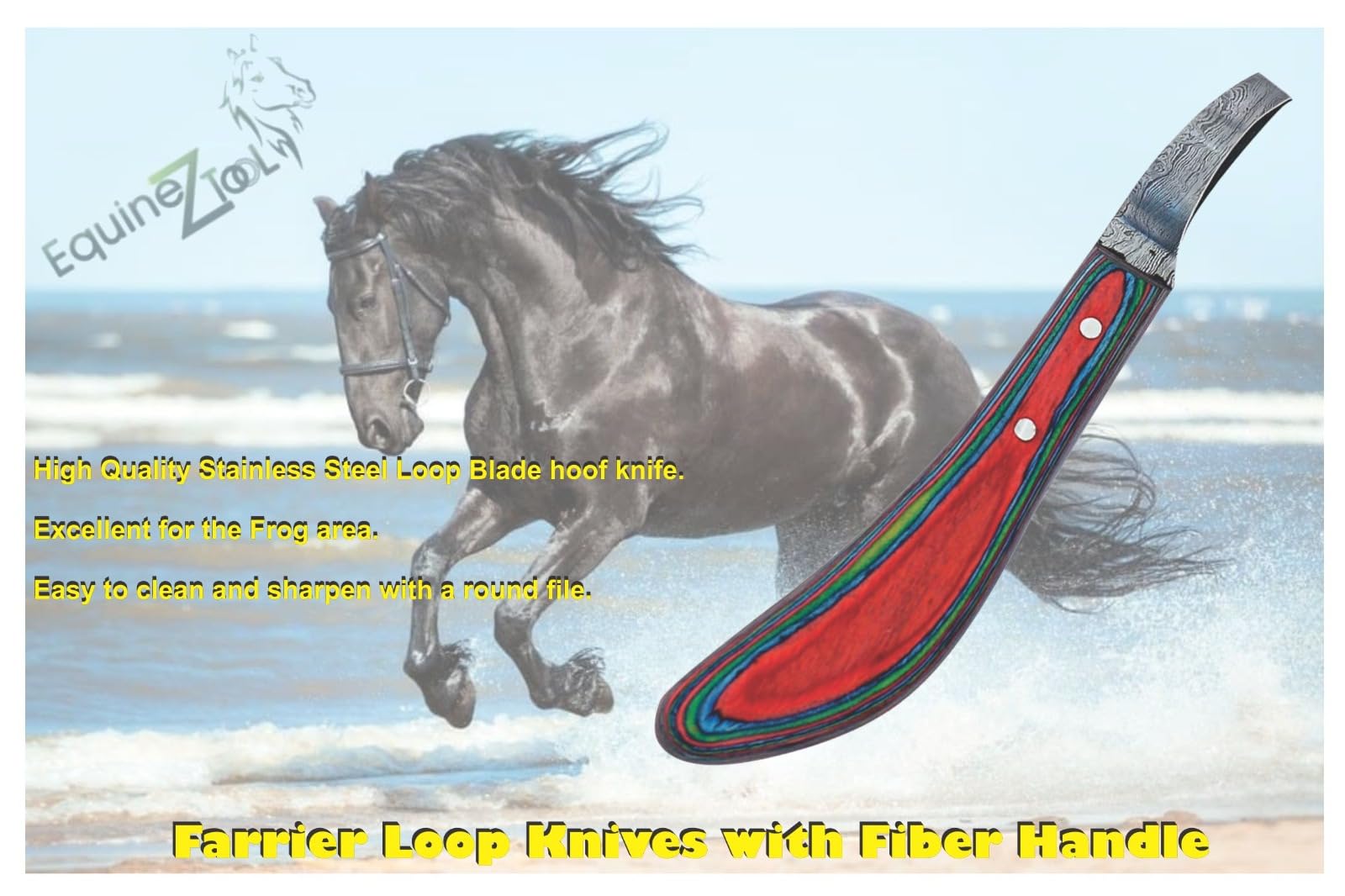 Equinez Farrier Loop Knives with Fiber Handle - Professional Hoof Trimming Tools for Horses - Perfect for Grooming, Shoeing, and Equine Care