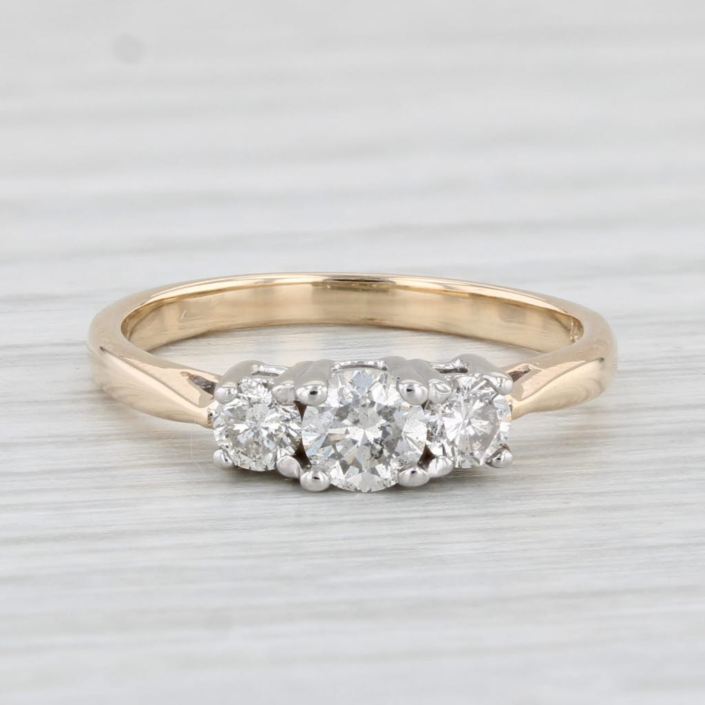 0.47ctw 3 Stone Diamond Engagement Ring 14k White Gold Size 5 Round Brilliant Cut - Perfect for Proposals, Anniversaries & Wedding Bands