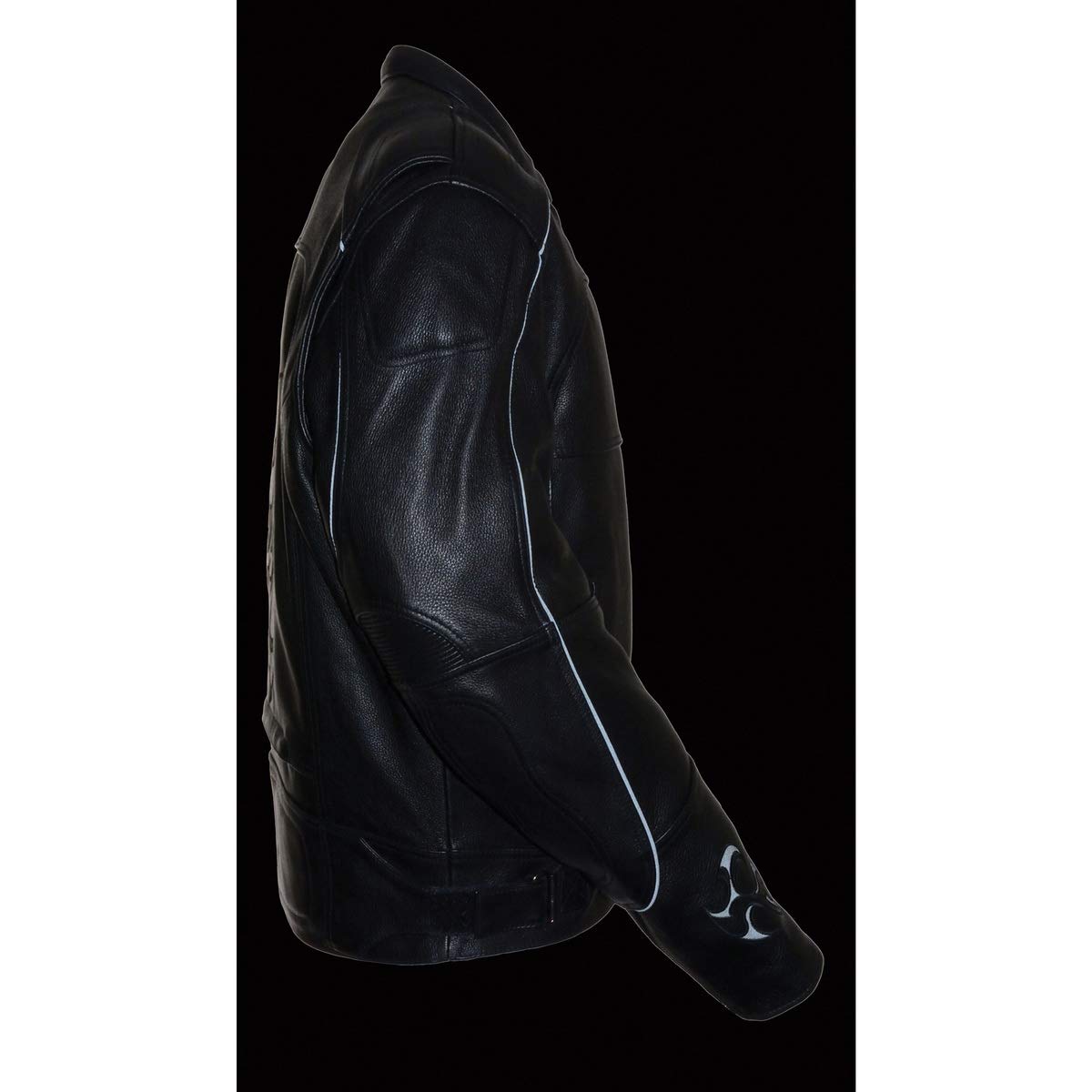 Milwaukee Leather MLM1510 Men's Black Leather Motorcycle Jacket with Reflective Skull Design - Perfect for Scooter Riders & Urban Commuters