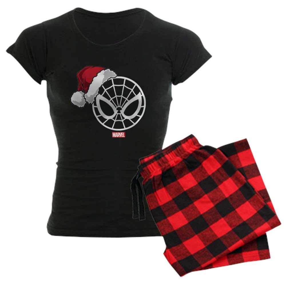 Spider-Man Santa Women's Dark Pajamas Set - Soft Holiday Sleepwear for Christmas, Gifts & Cozy Winter Nights - Perfect for Marvel Fans, Christmas Parties & Relaxing at Home