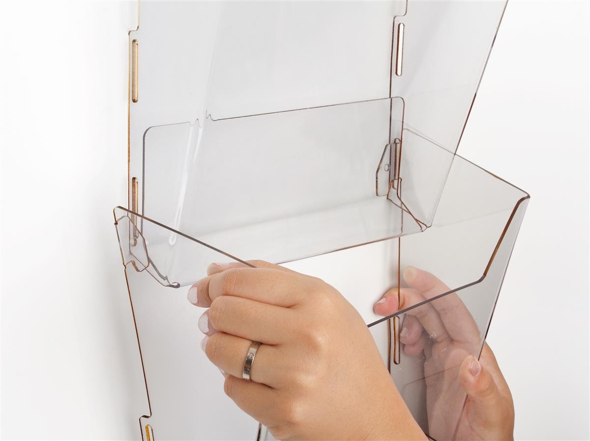 Clear Acrylic Wall Mount Magazine Rack - 3 Tier 24 Pocket Organizer with Full View Display for Home Office, Living Room & Bedroom Storage