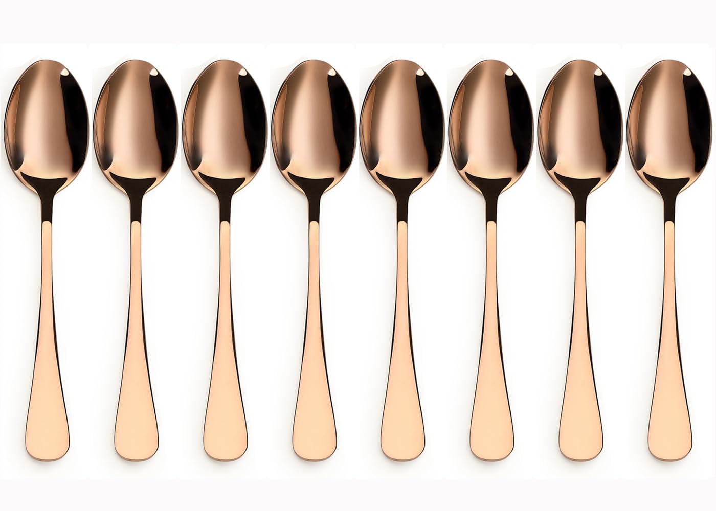 8-Piece Rose Gold Teaspoons Set - Stainless Steel Dessert & Coffee Spoons with Mirror Finish - Dishwasher Safe, 6.7 Inches - Perfect for Tea Parties, Coffee Bars & Elegant Dining