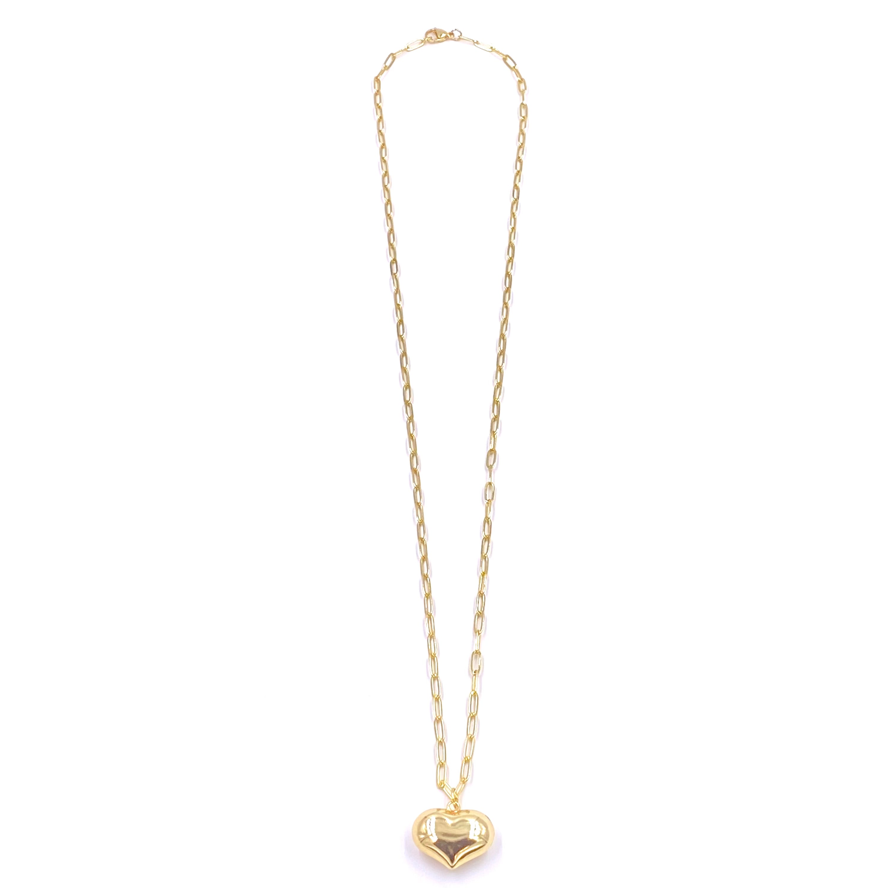 Ashley Gold Stainless Steel Gold Plated Floating Puff Heart Pendant Necklace for Women - Elegant Valentine's Day Gift, Anniversary Jewelry & Everyday Fashion Accessory