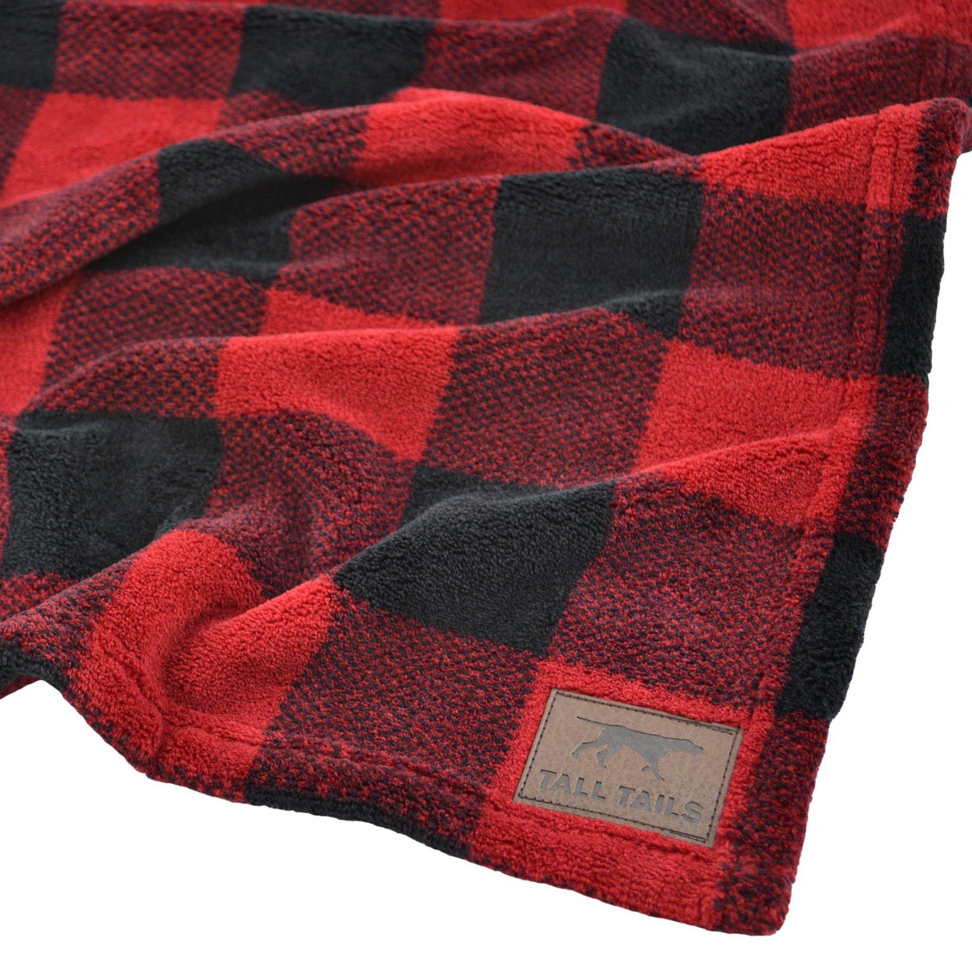 Hunter's Plaid Blanket - Red & Black Checkered Wool Throw for Cabin, Camping & Outdoor Adventures - Cozy Warm Blanket for Hunting Lodge, RV & Winter Camping