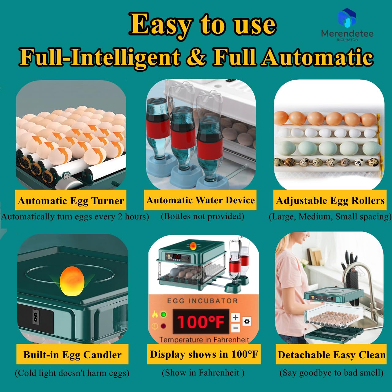 Automatic Egg Incubator for 24-60 Eggs - Intelligent Poultry Hatching Machine for Chicken, Duck, Goose, Quail & Bird Eggs | Perfect for Home Farms, Backyard Poultry & Small-Scale Hatcheries (15EGGF)
