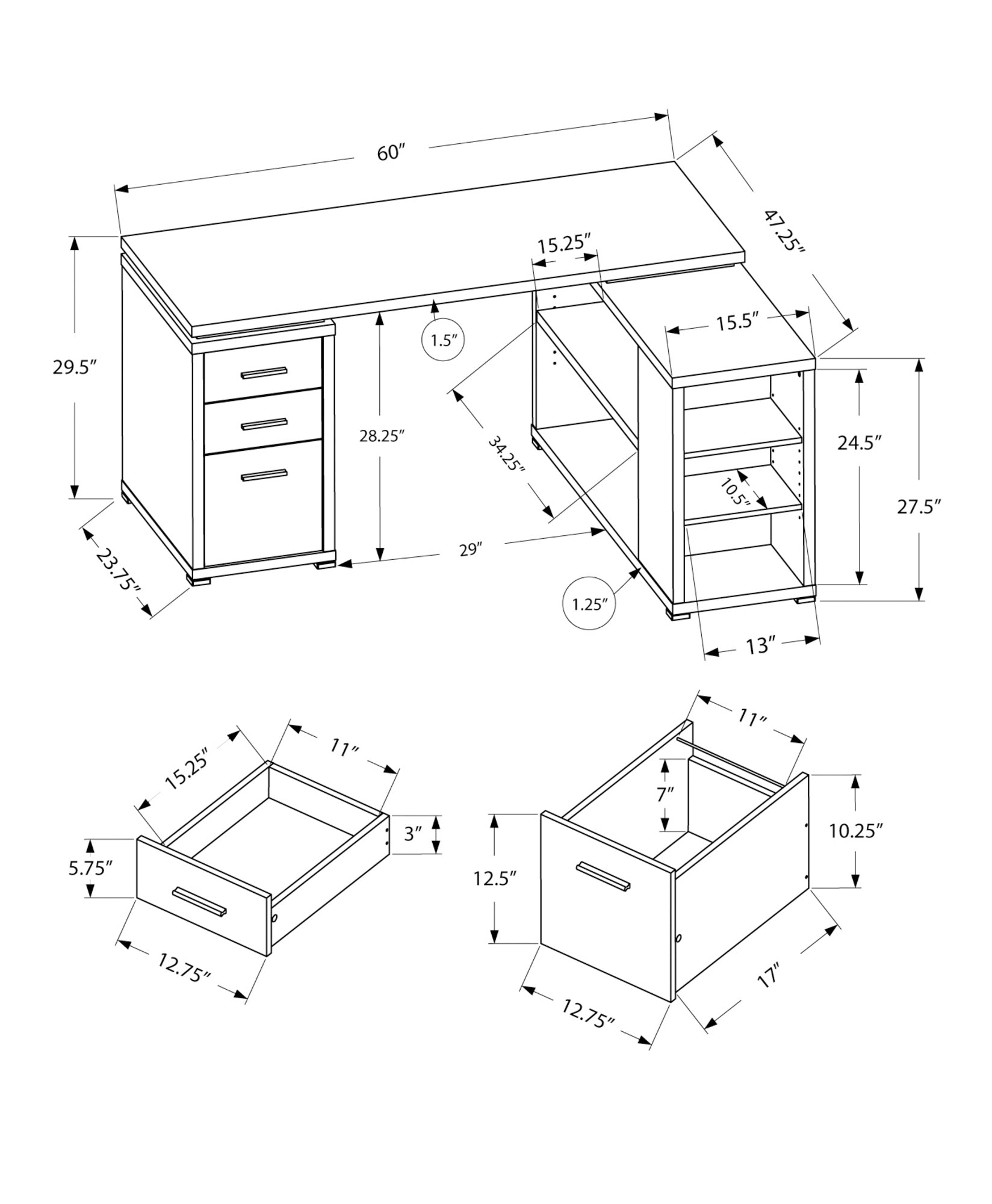 White Left or Right Facing Corner Desk for Home Office - Modern L-Shaped Workstation for Small Spaces & Productivity