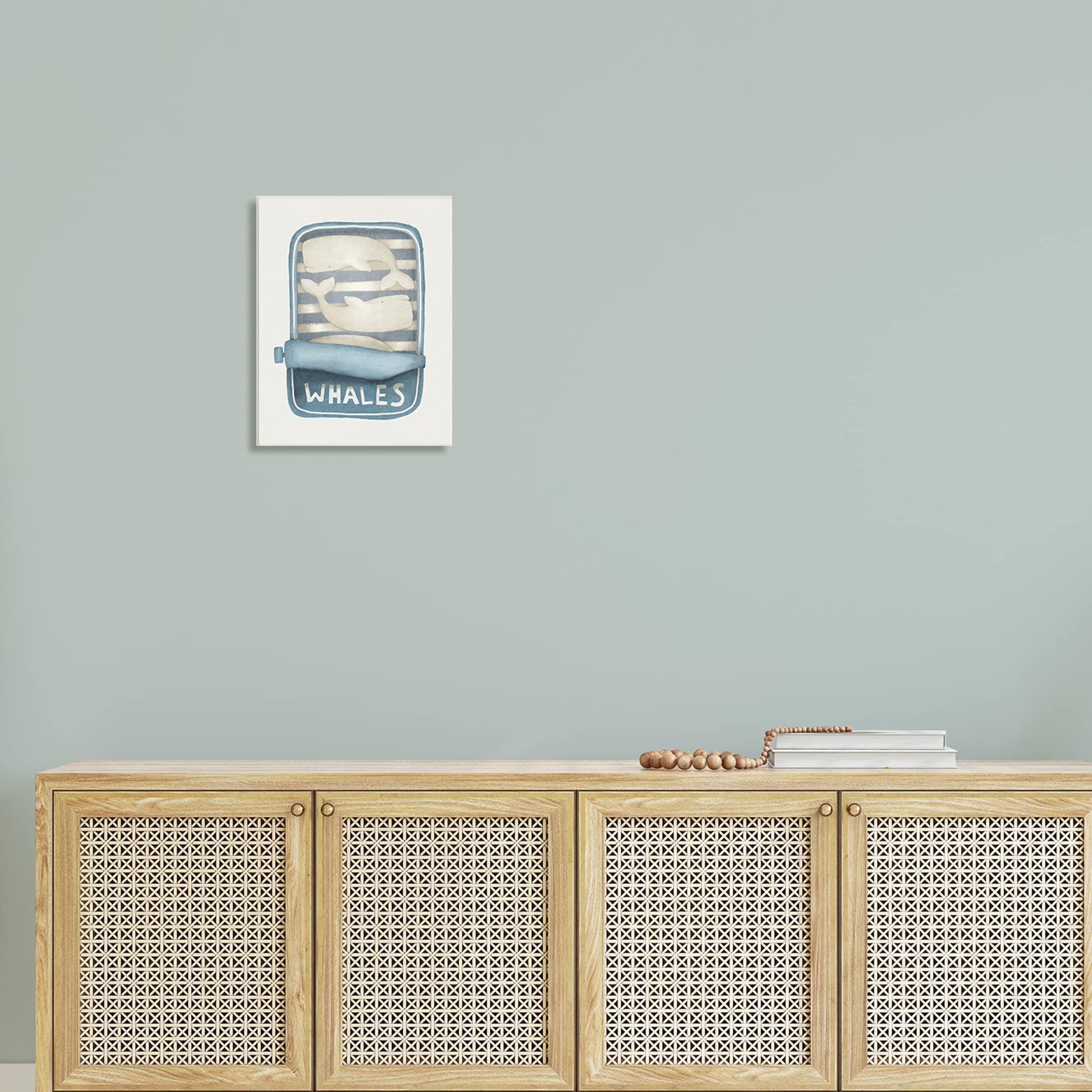 Stupell Industries Whimsical Tuna Can Whales Wall Art - Leah Straatsma Sea Life Design - Perfect for Nursery, Kids Room & Coastal Home Decor