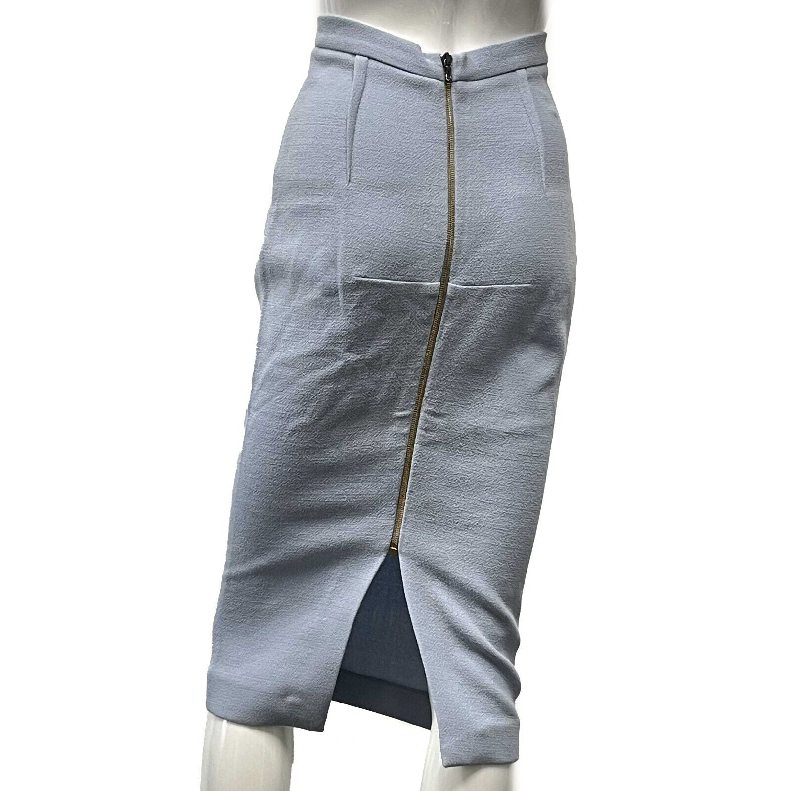 Roland Mouret Light Blue Pencil Skirt - Women's Slim Fit Stretch Formal Skirt Size US 4 | Perfect for Office Wear, Business Meetings & Cocktail Parties