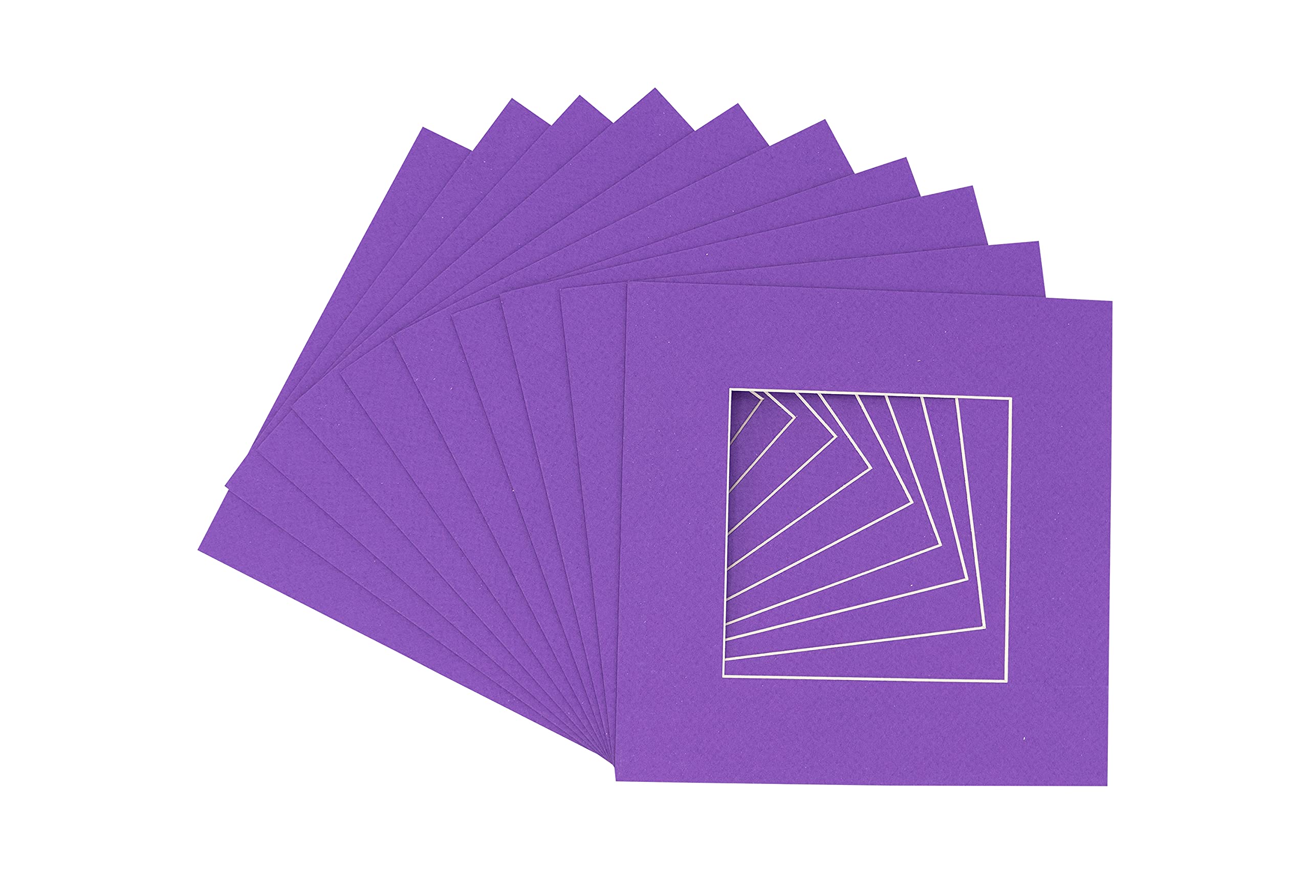 20x20 Inch Precut Purple Acid-Free Matboard for 12x12 Photos - Bevel Cut Picture Mats for Frames (Pack of 10) - Perfect for Scrapbooking, Art Displays & Photo Framing Projects
