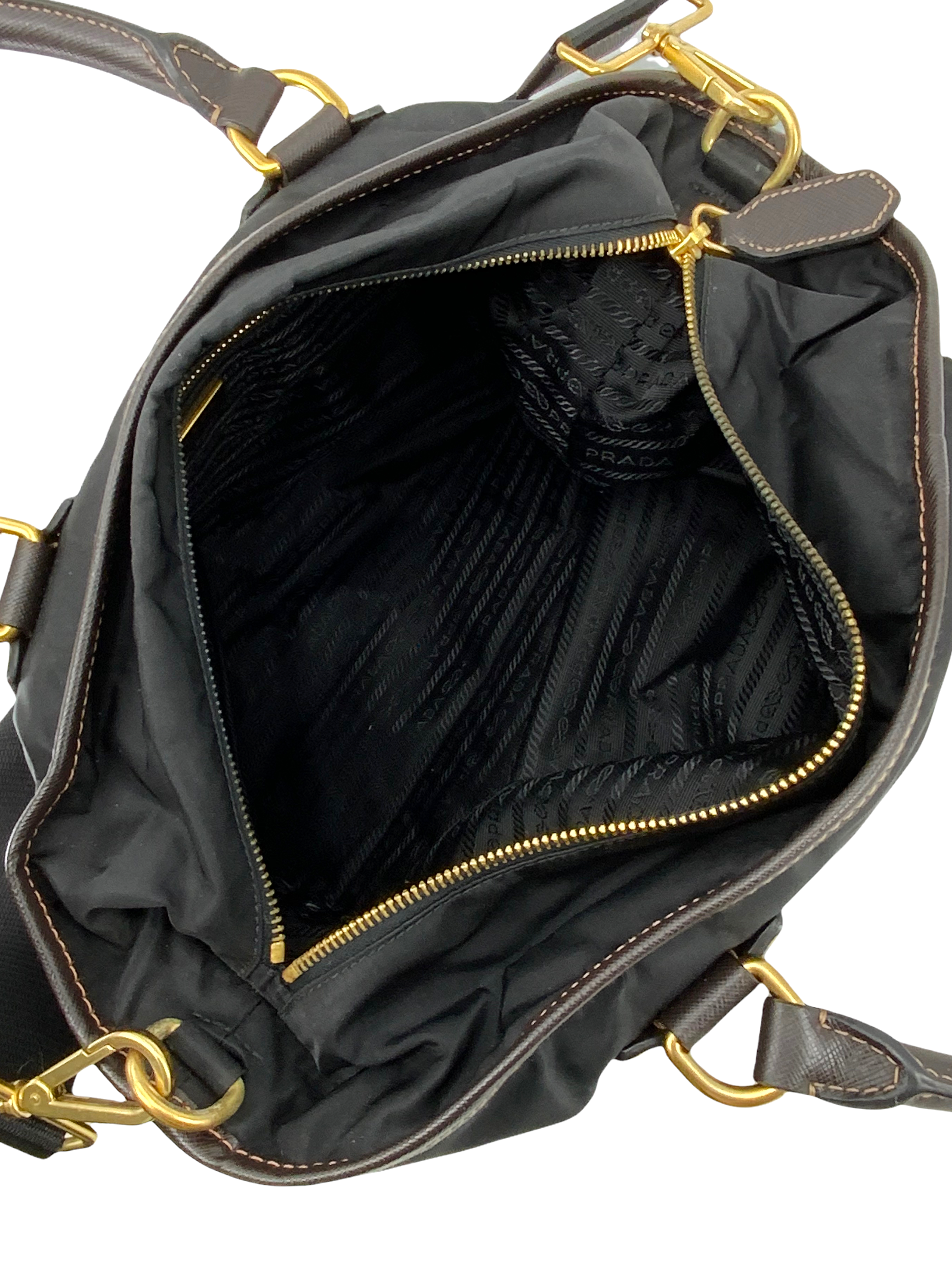 PRADA Tessuto Nylon Saffiano Leather Trim Large Tote Bag with Adjustable Strap - Luxury Designer Handbag for Women, Perfect for Work, Travel & Everyday Use