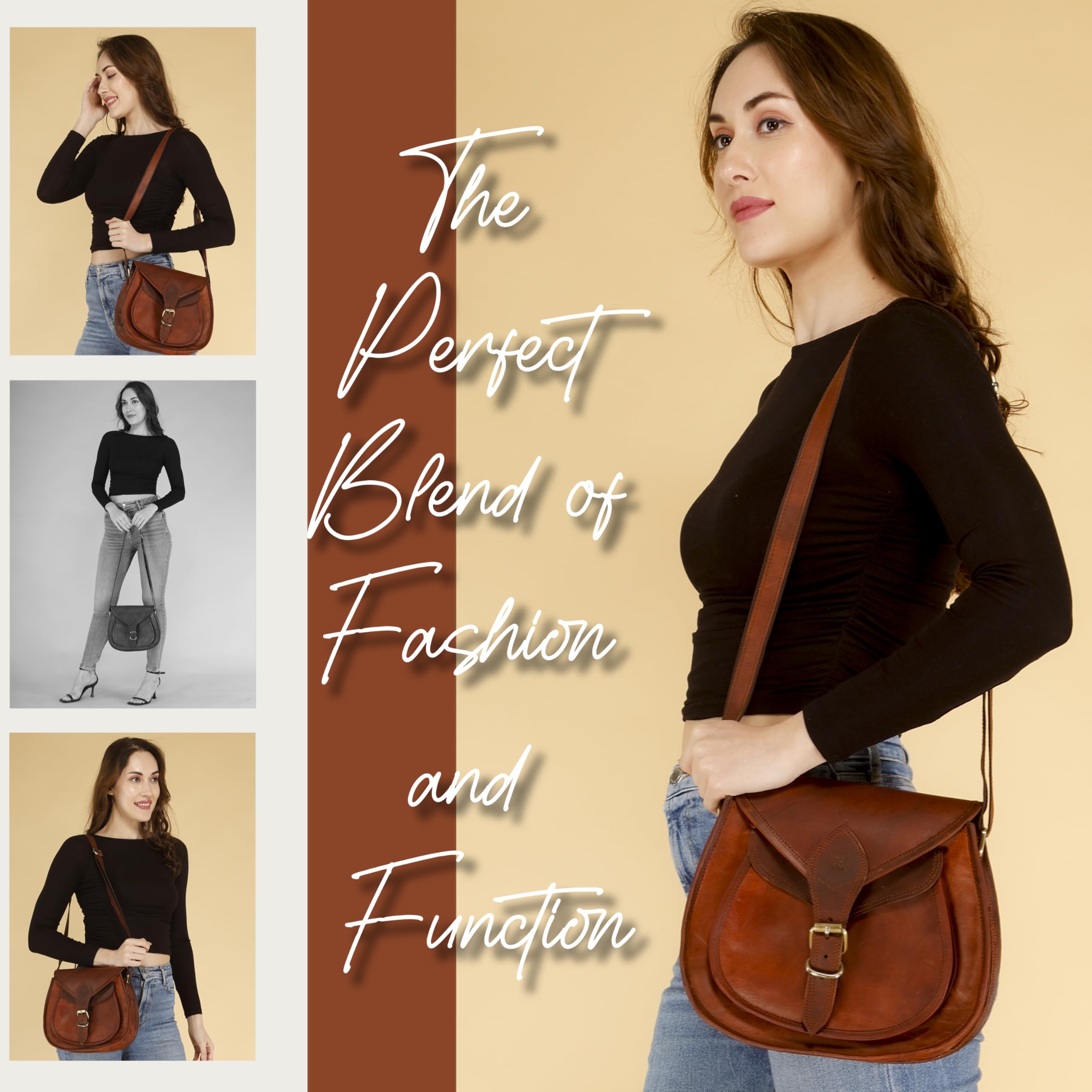 Vintage Leather Crossbody Bag for Women - Waterproof Shoulder Purse, Adjustable Strap, Retro Satchel (11 inch, Brown) - Perfect for Office, Travel, College & Everyday Use