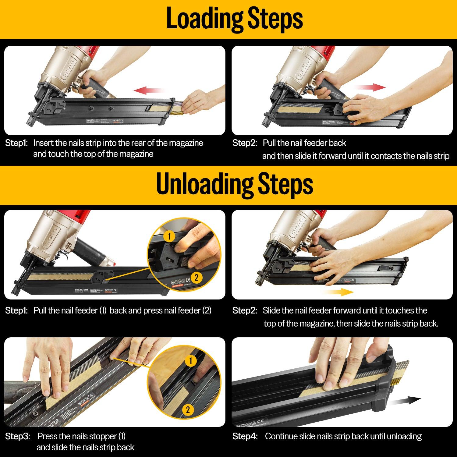 30 Degree Round Head Framing Nailer - 2 to 3-1/4 Inch Paper Collated Nails (Model SN3483F) | Perfect for Roofing, Decking & Framing Construction Projects
