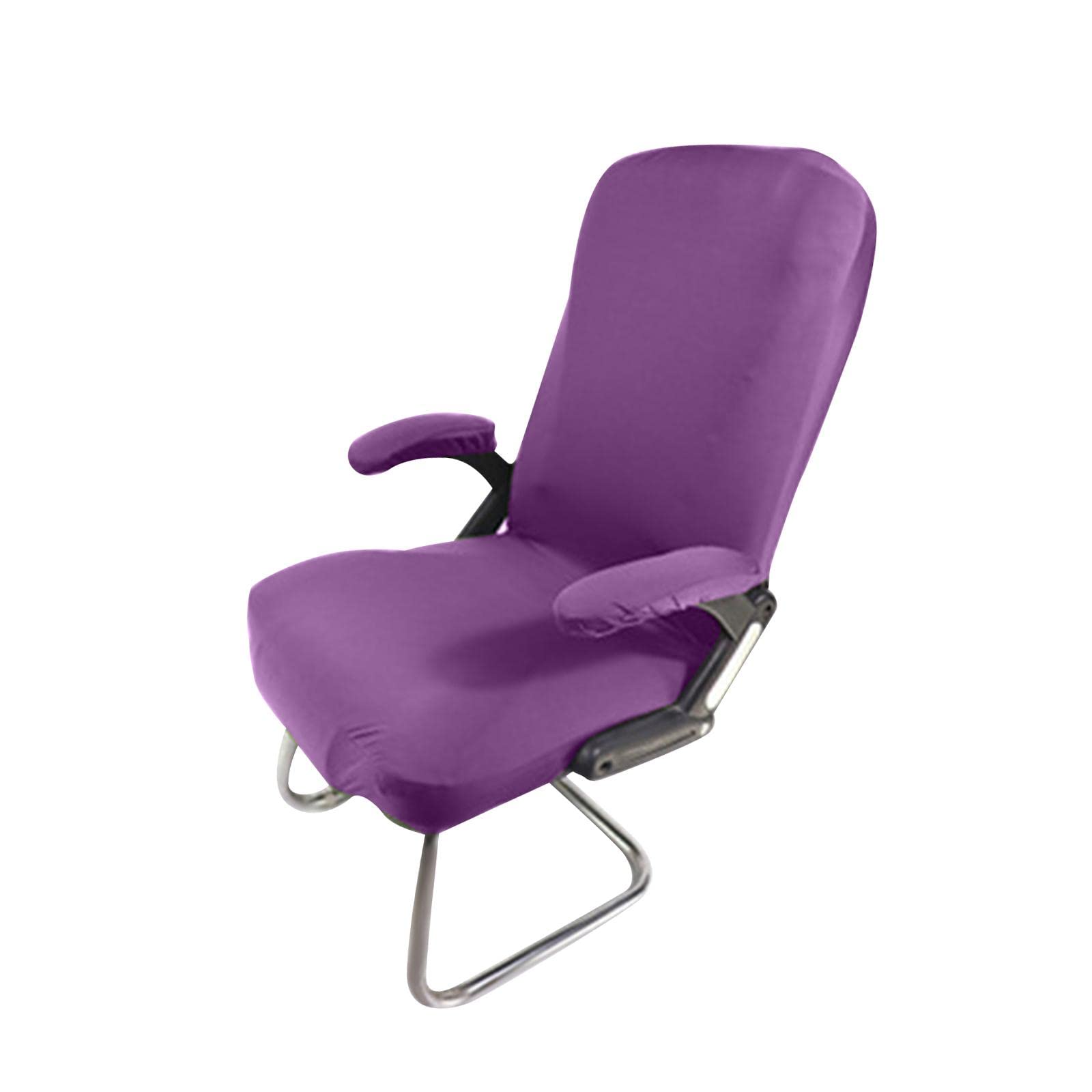 Stretchable Swivel Computer Chair Cover with Armrest Covers - Anti-Dirty Slipcover, Machine Washable Rotating Chair Protector for Home Office (Purple) - Perfect for Gaming, Working & Study Sessions