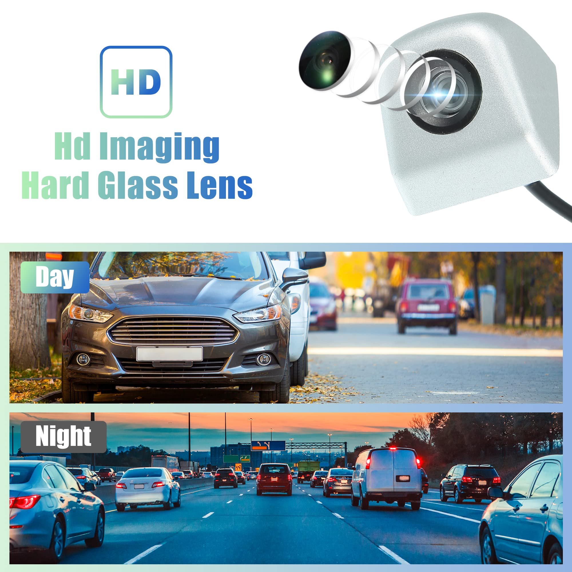 Universal Waterproof License Plate Backup Camera for Cars - Silver Tone Rear View Parking Sensor for Safe Reversing & Parking | Perfect for SUVs, Trucks & Sedans