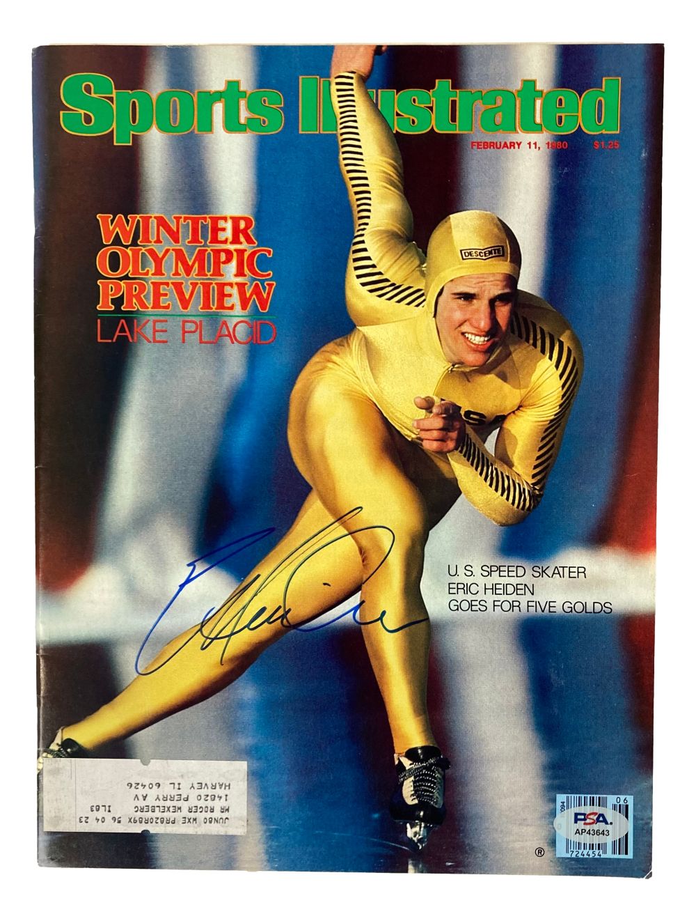 Eric Heiden Autographed Sports Illustrated Magazine February 11 1980 Issue - PSA/DNA Certified - Olympic Speed Skating Memorabilia - Perfect for Collectors & Sports Fans Display