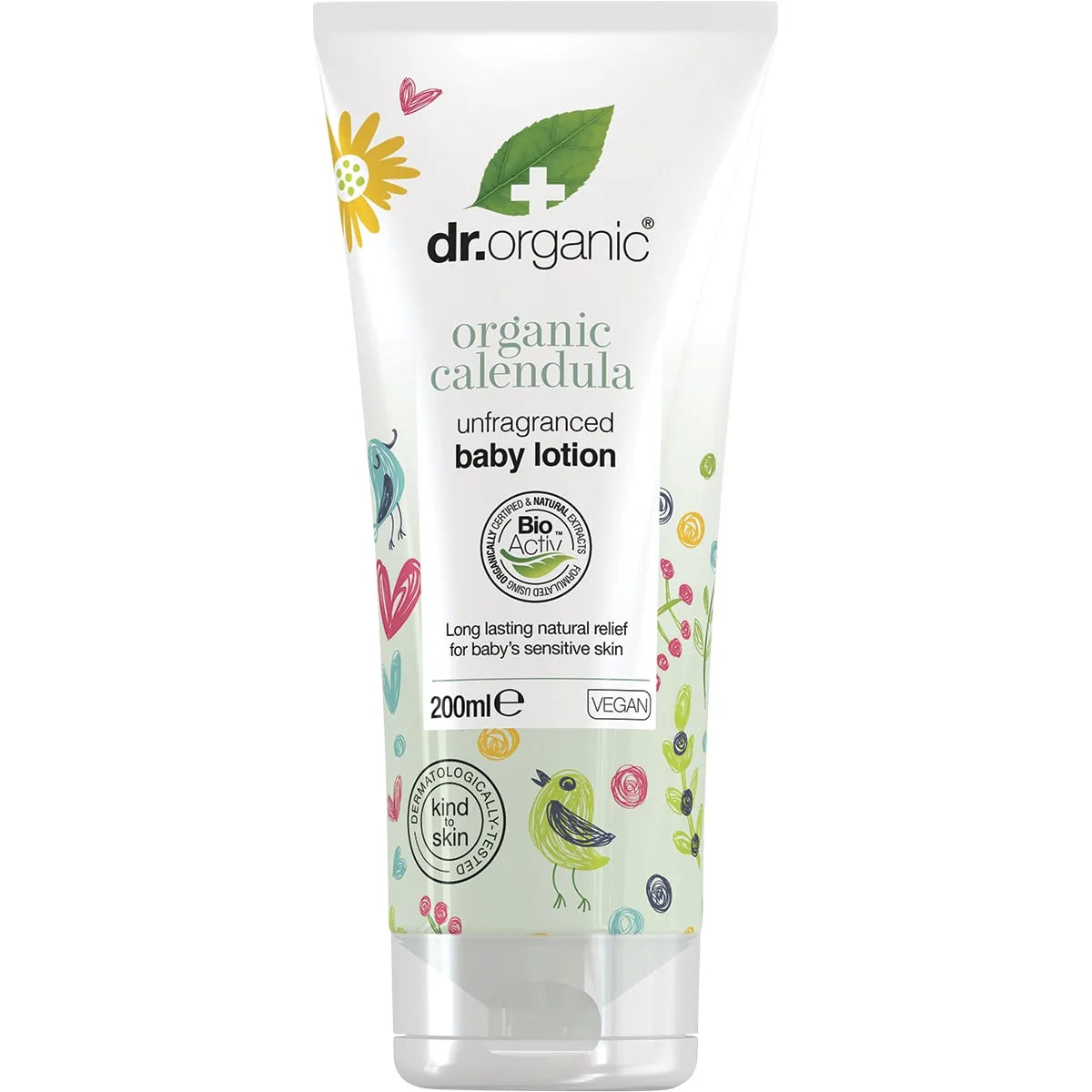 Dr Organic Unscented Baby Lotion with Calendula - Hypoallergenic & Natural Moisturizer for Sensitive Skin | Perfect for Daily Baby Care & Diaper Rash Prevention