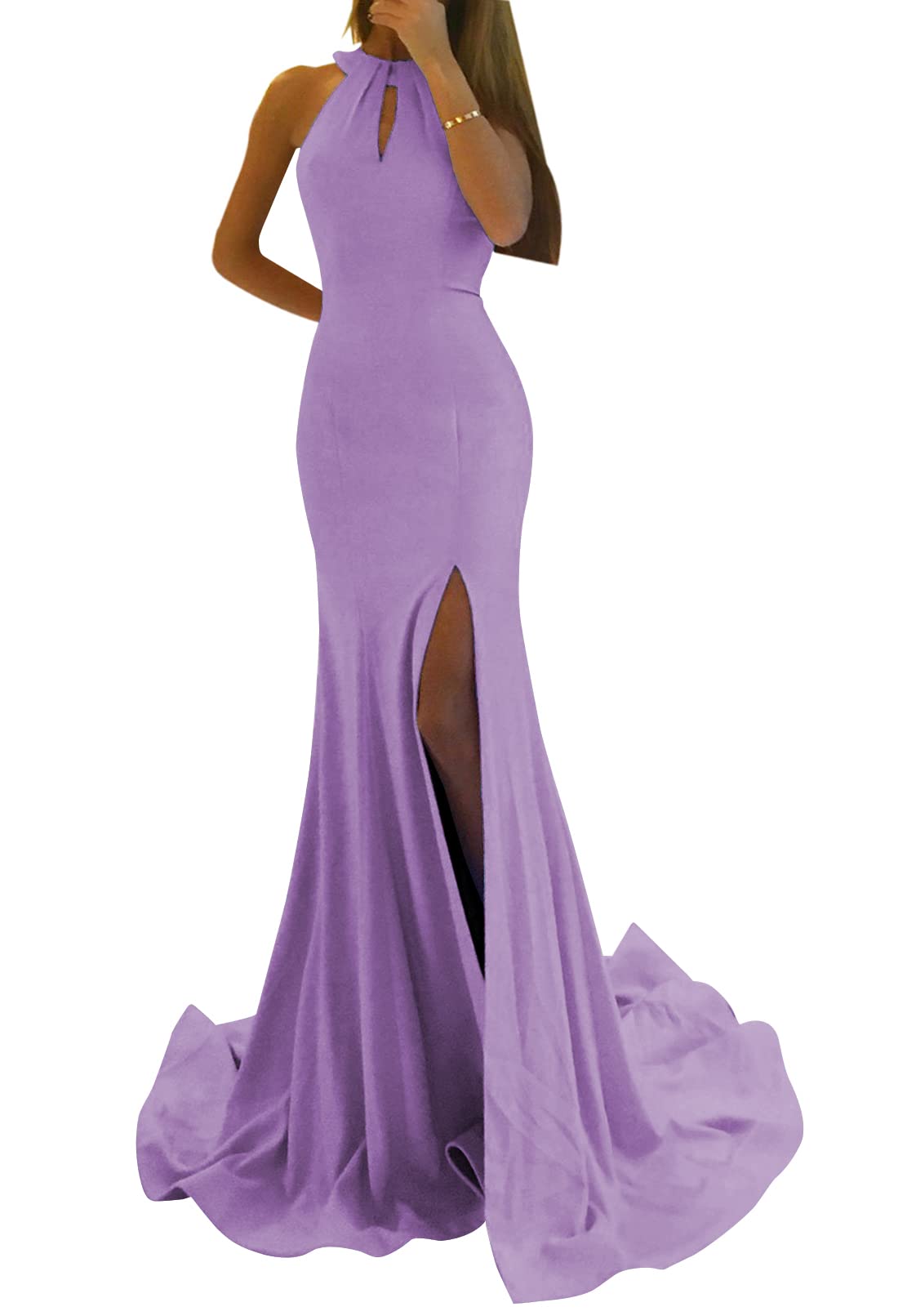 Elegant Mermaid Prom Dress for Women - Long Slit Backless Halter Formal Evening Gown | Perfect for Homecoming, Prom Night, Wedding Guest & Special Occasions