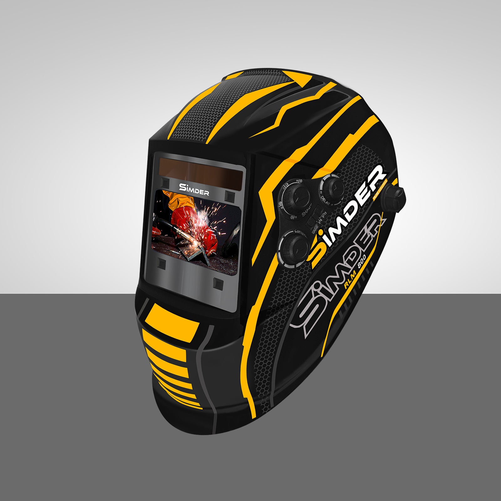 SSimder Auto Darkening True View Welding Helmet RLM 800 B - Premium Solar-Powered Welding Mask for Arc/TIG/MIG - Ideal for Metal Fabrication, Construction & DIY Projects