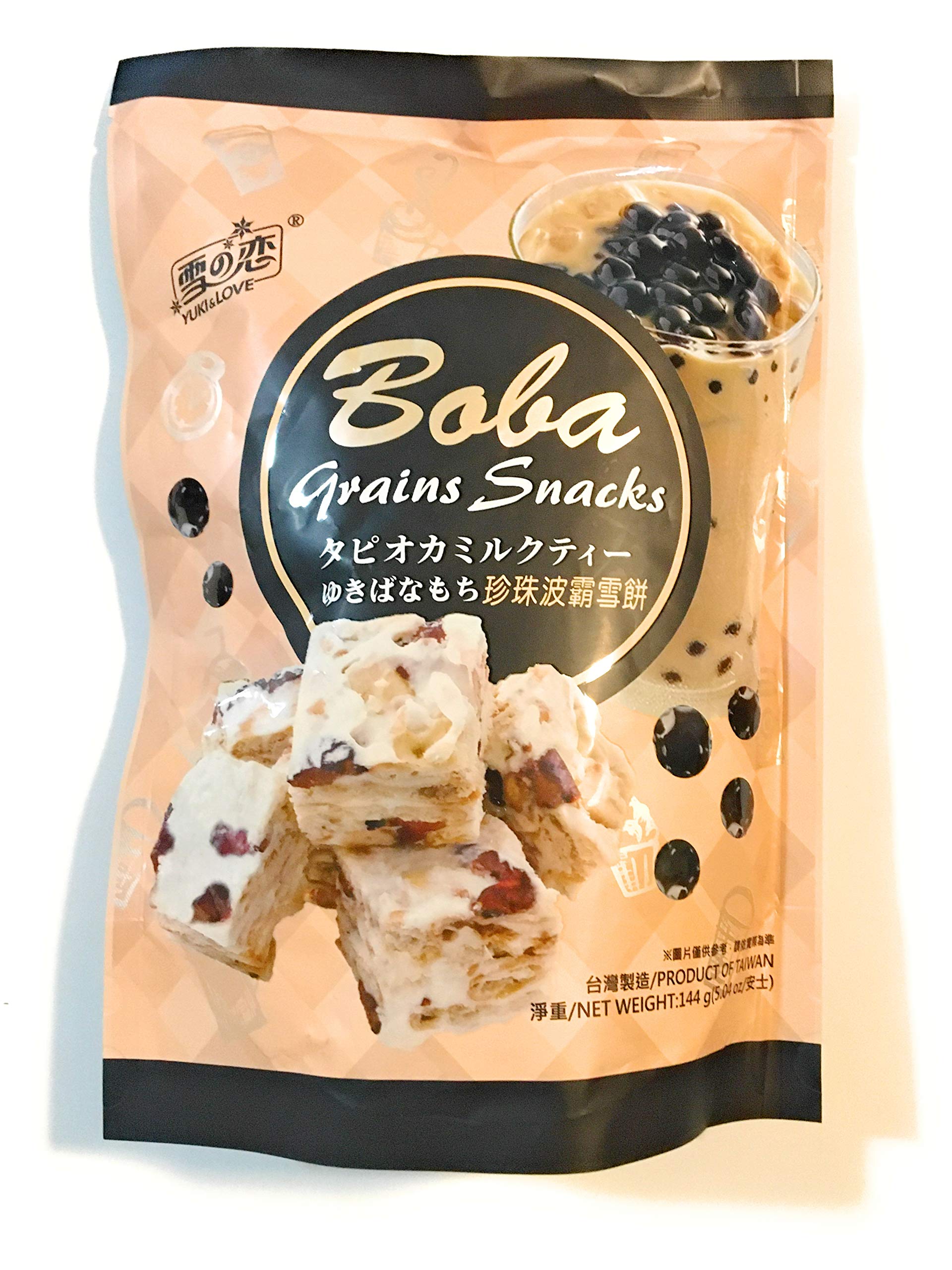 Yuki & Love Boba Milk Tea Grains Snacks 5.04 Oz - Delicious Bubble Tea Flavored Crunchy Treats for Parties, Office Snacks & Asian Dessert Lovers