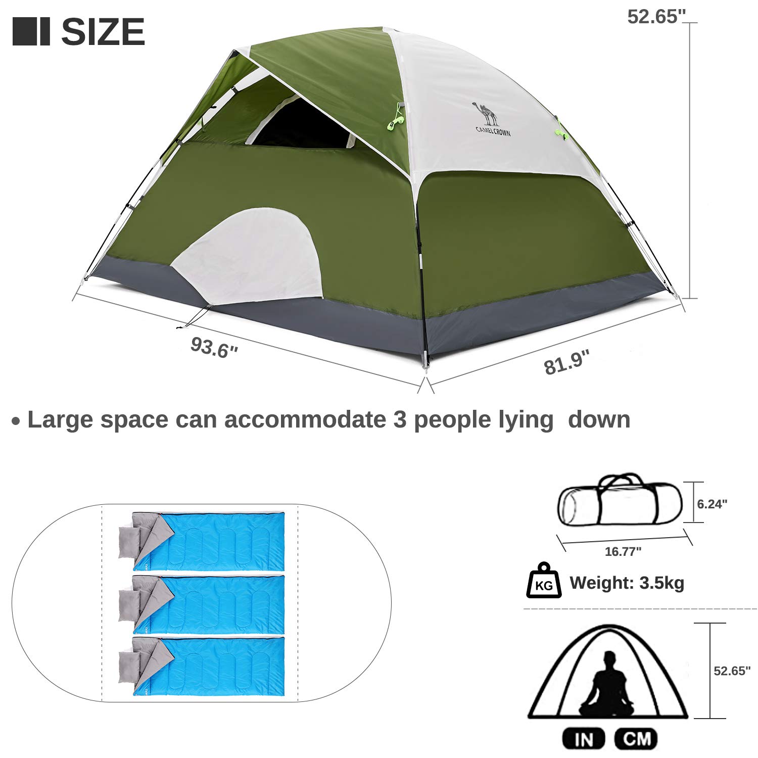 CAMEL CROWN 2-5 Person Waterproof Camping Tent - Lightweight for Hiking & Backpacking