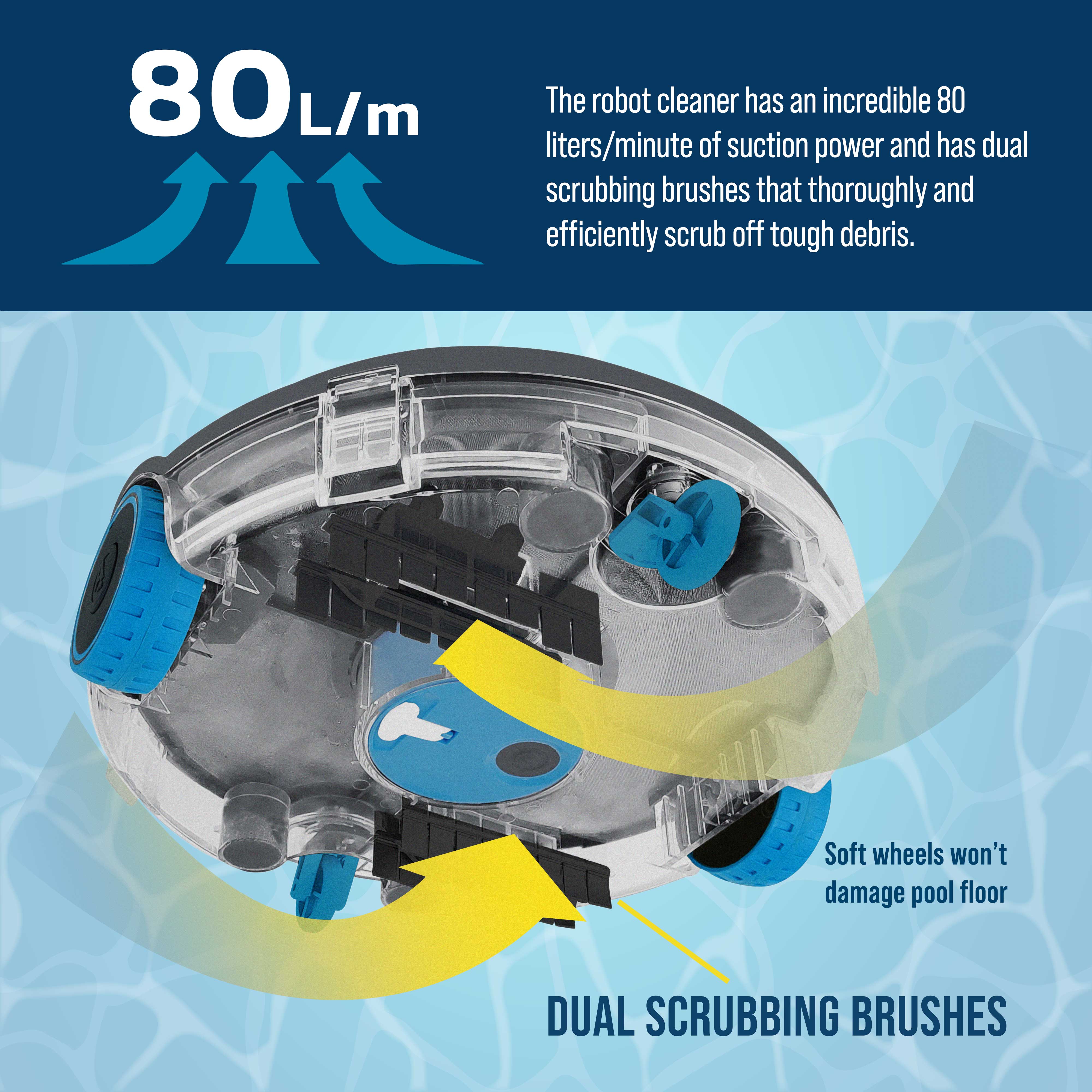 Octopus Pro Max Cordless Robotic Pool Vacuum Cleaner - 75 Min Runtime, Powerful Suction, Dual Filtration System, Rechargeable Automatic Pool Cleaner for Leaves & Debris | Ideal for In-Ground & Above Ground Pools