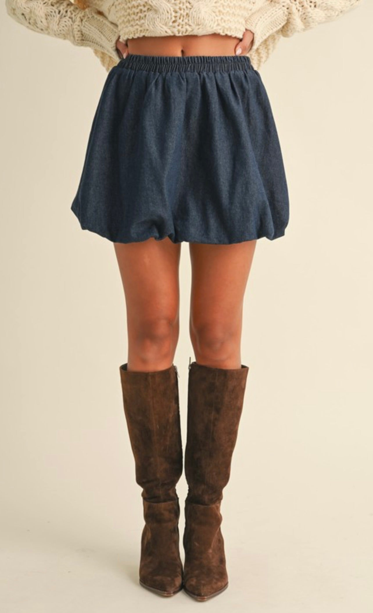 Stylish Dark Denim Balloon Bubble Mini Skirt for Women - Perfect for Parties, Casual Outings & Streetwear Fashion