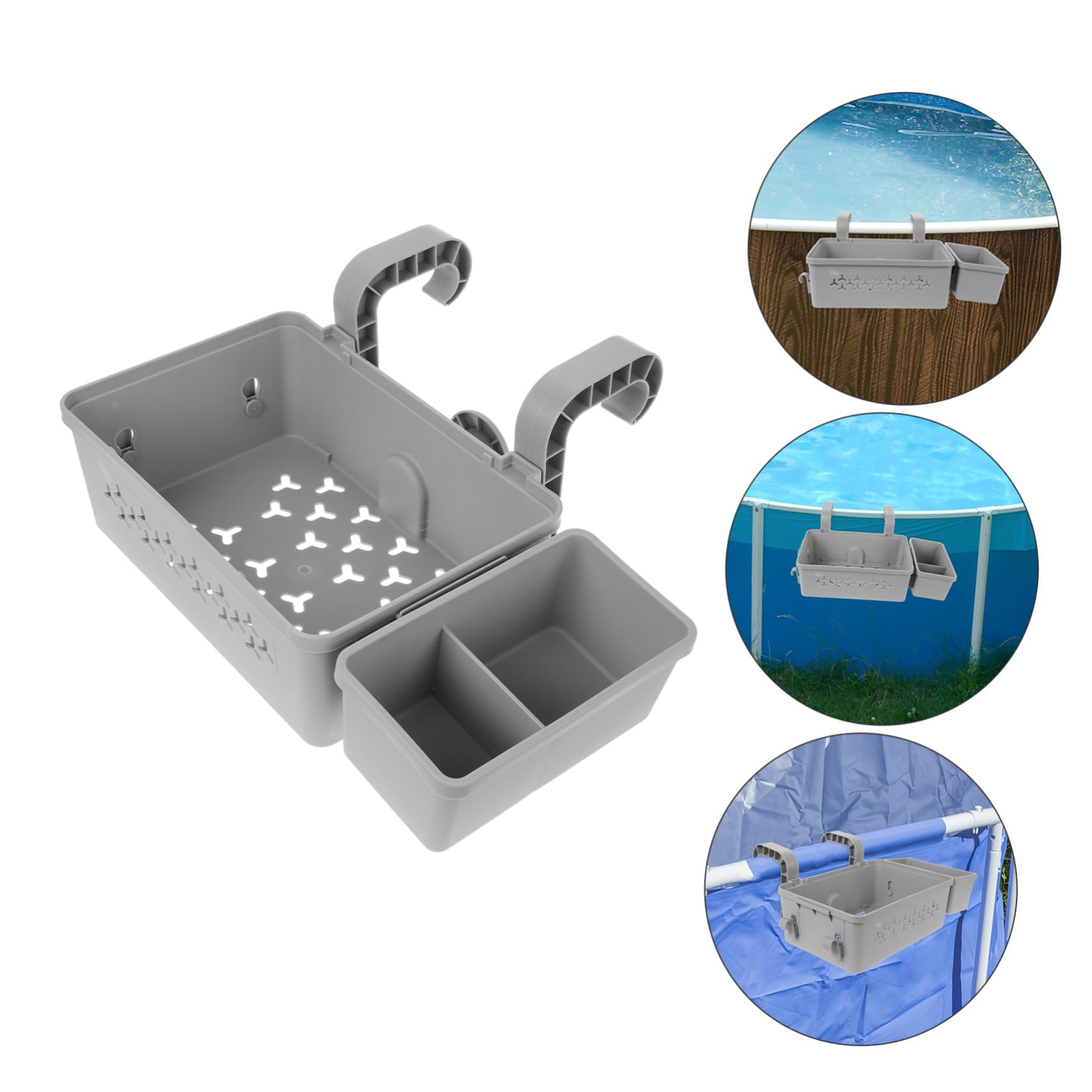 SUPVOX Poolside Towel Holder & Cup Organizer - Durable Plastic Storage Bin for Hanging Towels, Drinks, and Essentials - Perfect for Swimming Pools, Beaches, and Outdoor Relaxation