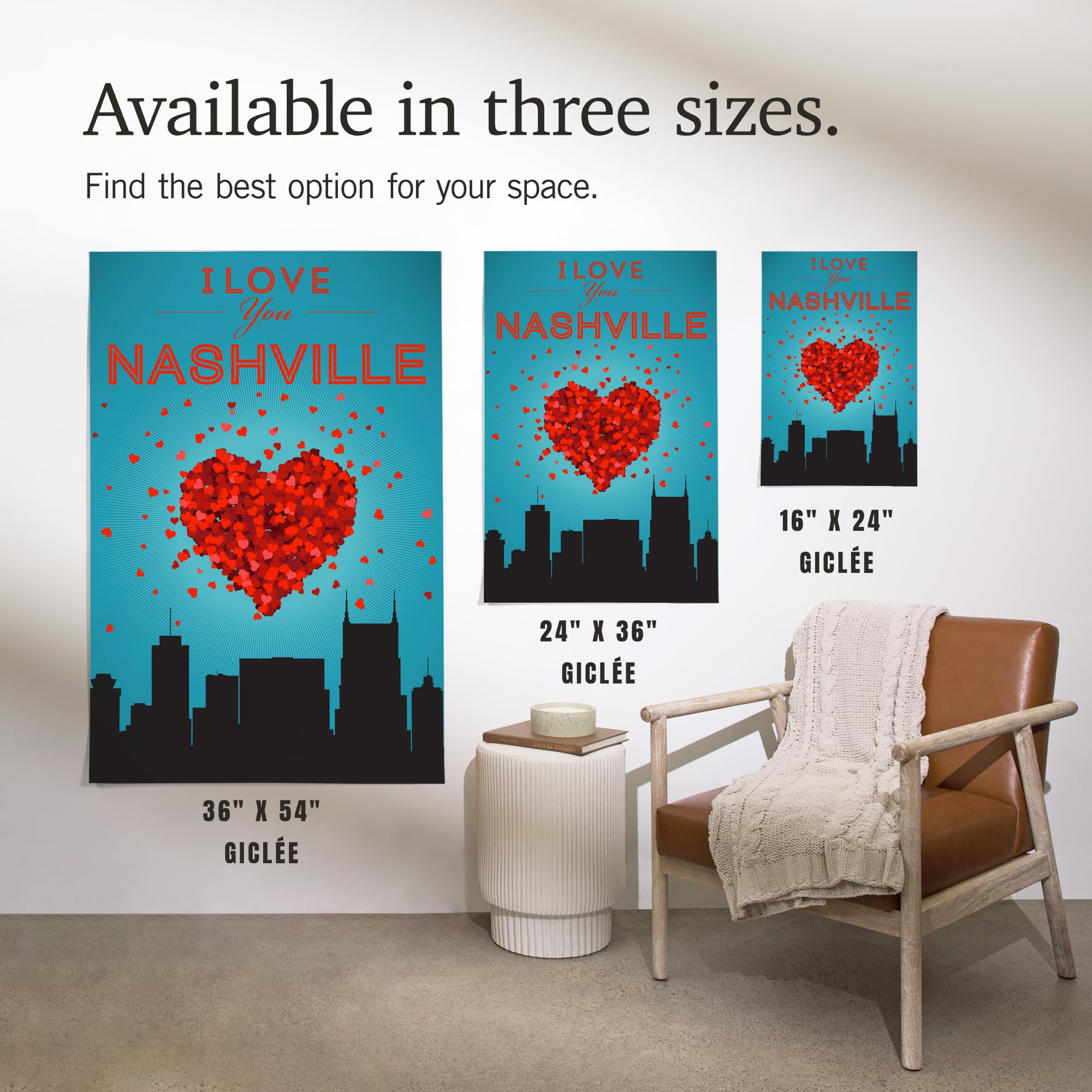Lantern Press 16x24 Inch Giclee Print - I Love You Nashville Tennessee Wall Art - Perfect for Home Decor, Office & Gift Giving