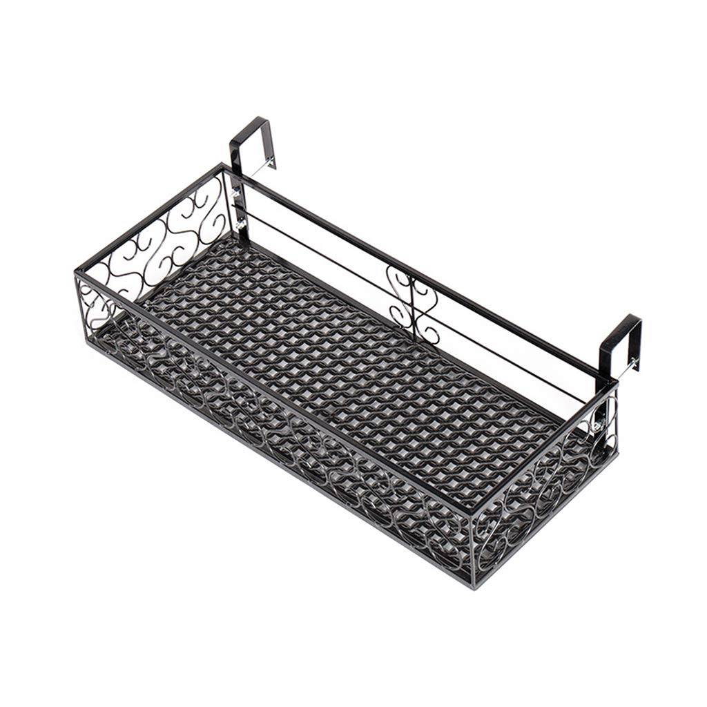 Heavy Duty Iron Flower Stand - Thickened Hanging Basket Holds 20kg | Rustproof & Waterproof Planter Holder for Balcony, Deck, Fence & Railing | Perfect for Outdoor Garden Decor & Vertical Planting Solutions