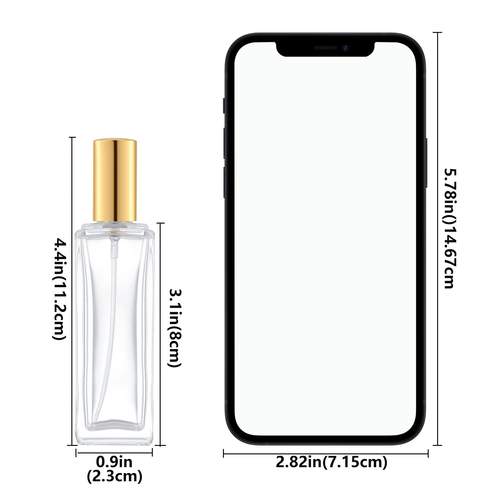 30ml Glass Perfume Spray Bottles (6 Pack) - 1oz Empty Refillable Travel Atomizer with Gold Cap - Perfect for DIY Fragrances, Essential Oils & On-the-Go Perfume Refills