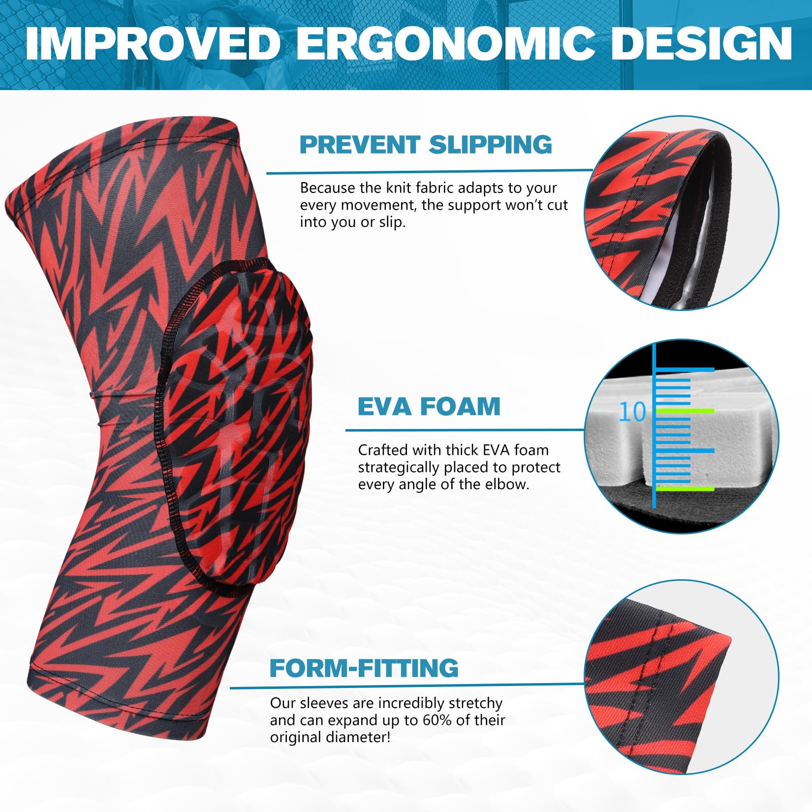 Compression Elbow Pads - Breathable Arm Sleeves for Basketball, Football, Baseball & Volleyball - Protective Gear for Sports & Workout (Pair) - Ideal for Athletes, Gym Training & Outdoor Activities