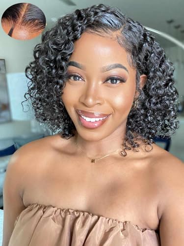 Natural Black│7x5 HD Lace│Side Part Curly Bob
