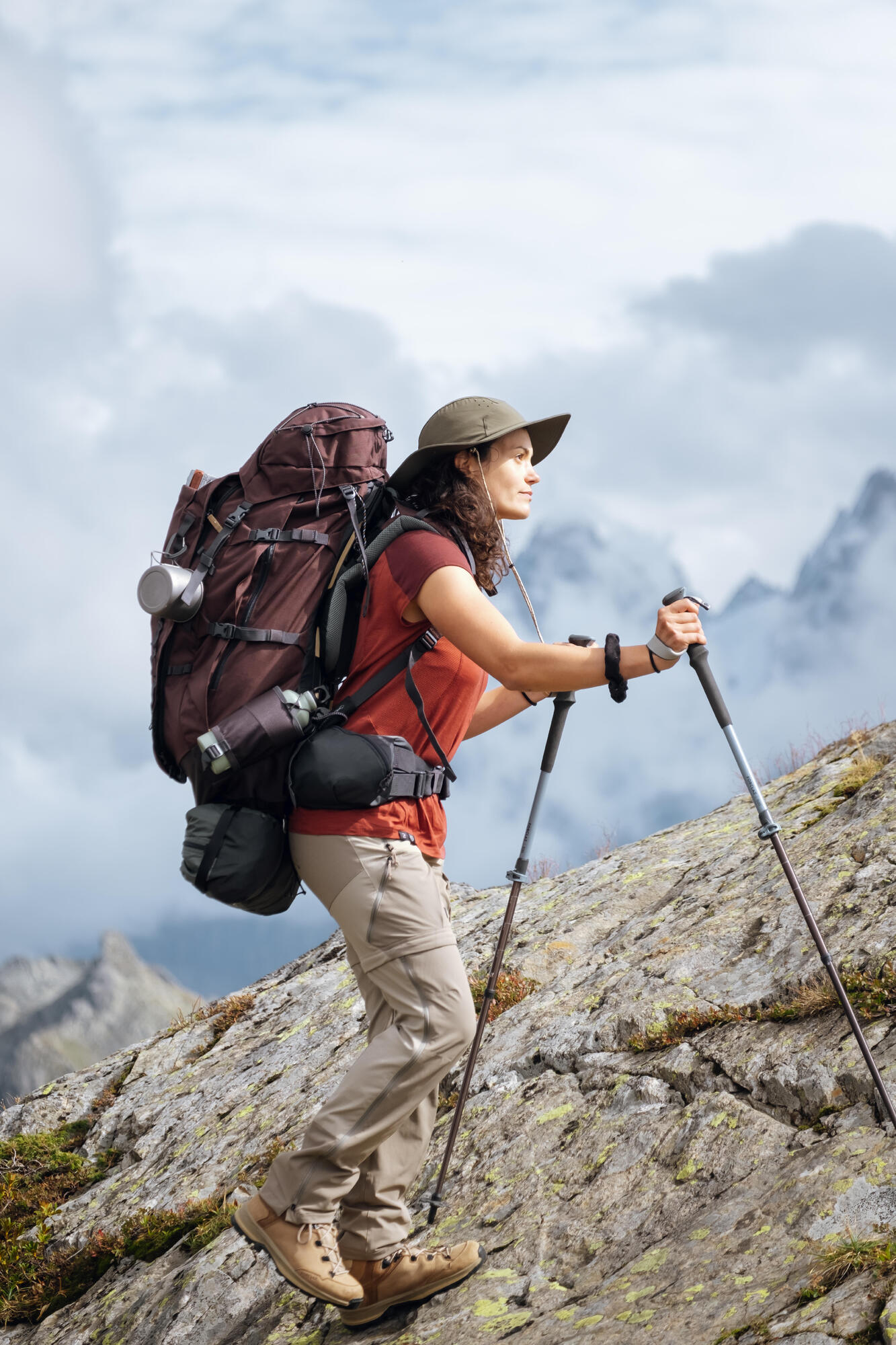Forclaz Women's MT500 Merino Wool T-Shirt - Breathable & Odor-Resistant Hiking Shirt for Outdoor Adventures & Travel
