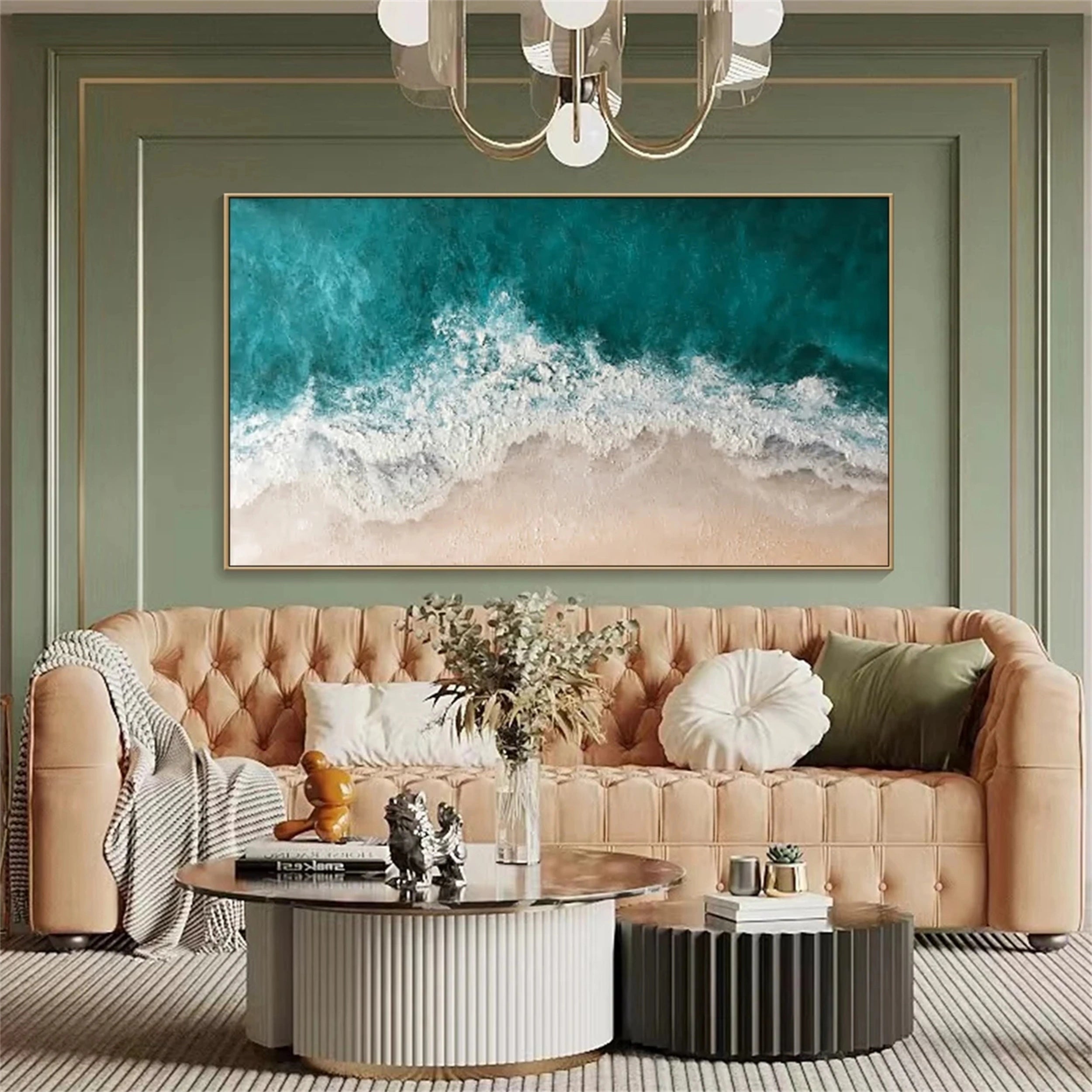 Ocean and Sky Painting #OS 071 - Handmade Canvas Wall Art for Home & Office Decor - Perfect for Living Room, Bedroom or Office Wall Decor