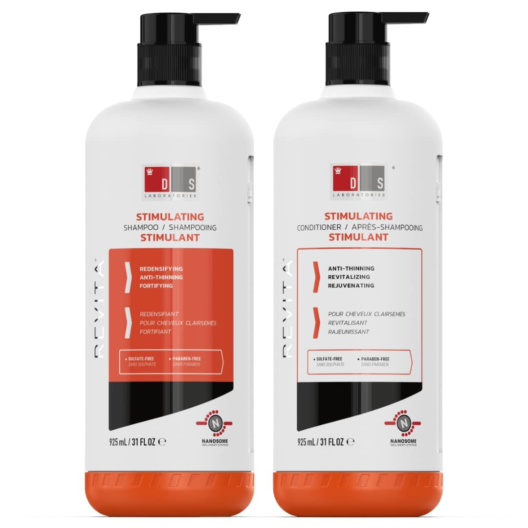 DS Laboratories Revita Shampoo & Conditioner Set - Sulfate-Free Hair Growth Treatment with Biotin, Caffeine & DHT Blocker - Thickening & Volumizing for Thinning Hair - Perfect for Daily Hair Care Routine & Scalp Health Maintenance