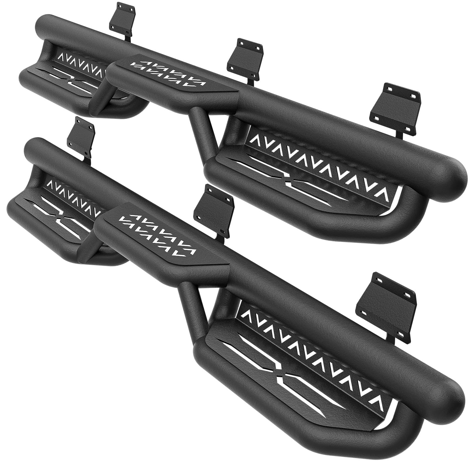 2015-2025 Ford F150 & 2017-2025 Ford F250 F350 Super Duty Crew Cab Running Boards - SuperCrew Cab Compatible Side Steps with Two-Stair Design Nerf Bars (Fits 4 Full-Size Doors) | Off-Road Adventure & Daily Driving Side Steps