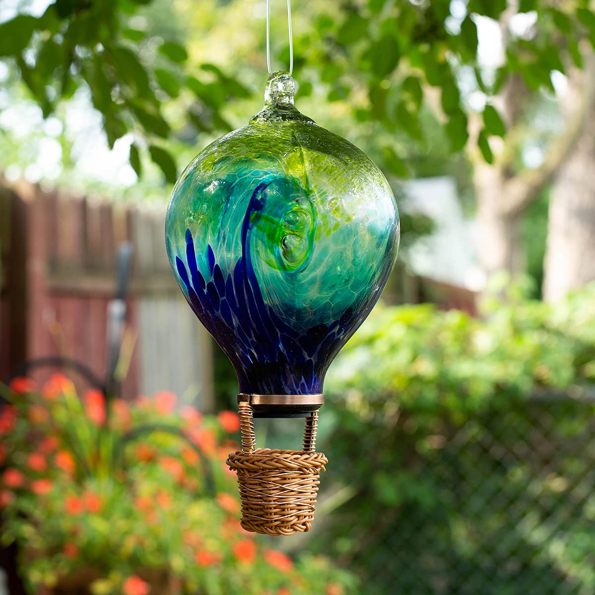 Echo Valley 4711 Solar Lanterns and Orbs - LED Outdoor Solar Powered Garden Lights in Blue & Green - Perfect for Patio, Yard, Pathway, and Landscape Decoration