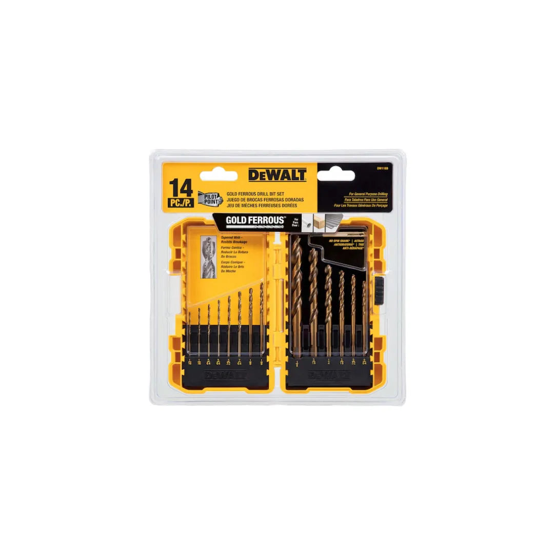 PILOT POINT® 14-Piece Drill Bit Set - High-Speed Steel Twist Drill Bits for Metal, Wood & Plastic - Perfect for DIY, Construction & Home Improvement Projects