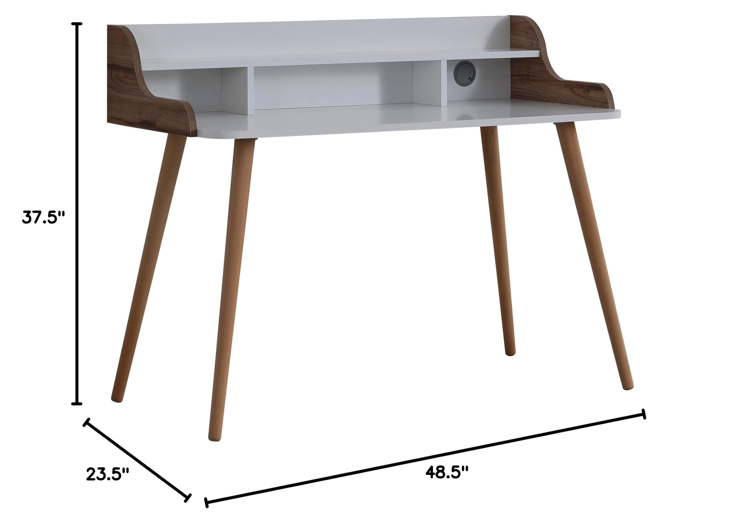 Solid Wood Study Desk for Gaming & Home Office - Heavy Duty Computer Desk with Shelves