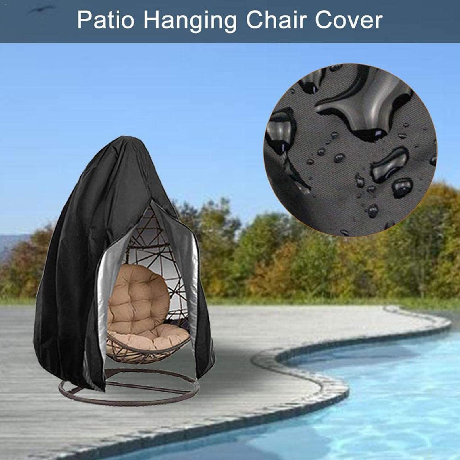 Durable Waterproof Hanging Egg Chair Cover with Zipper - Outdoor Swing Chair Dust Protector for Patio, Rattan Furniture - Perfect for Garden, Balcony & Backyard Relaxation