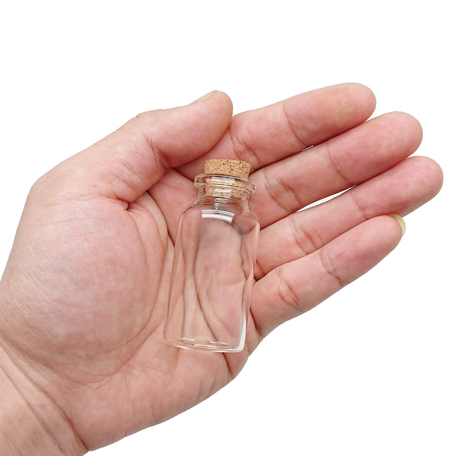 20mL Mini Transparent Glass Bottles with Cork Stoppers - 36 Pack | Perfect for Essential Oils, Perfumes, DIY Crafts & Home Decor | Airtight Axe Sickle Shaped Bottles for Liquor, Spices & Herbal Storage