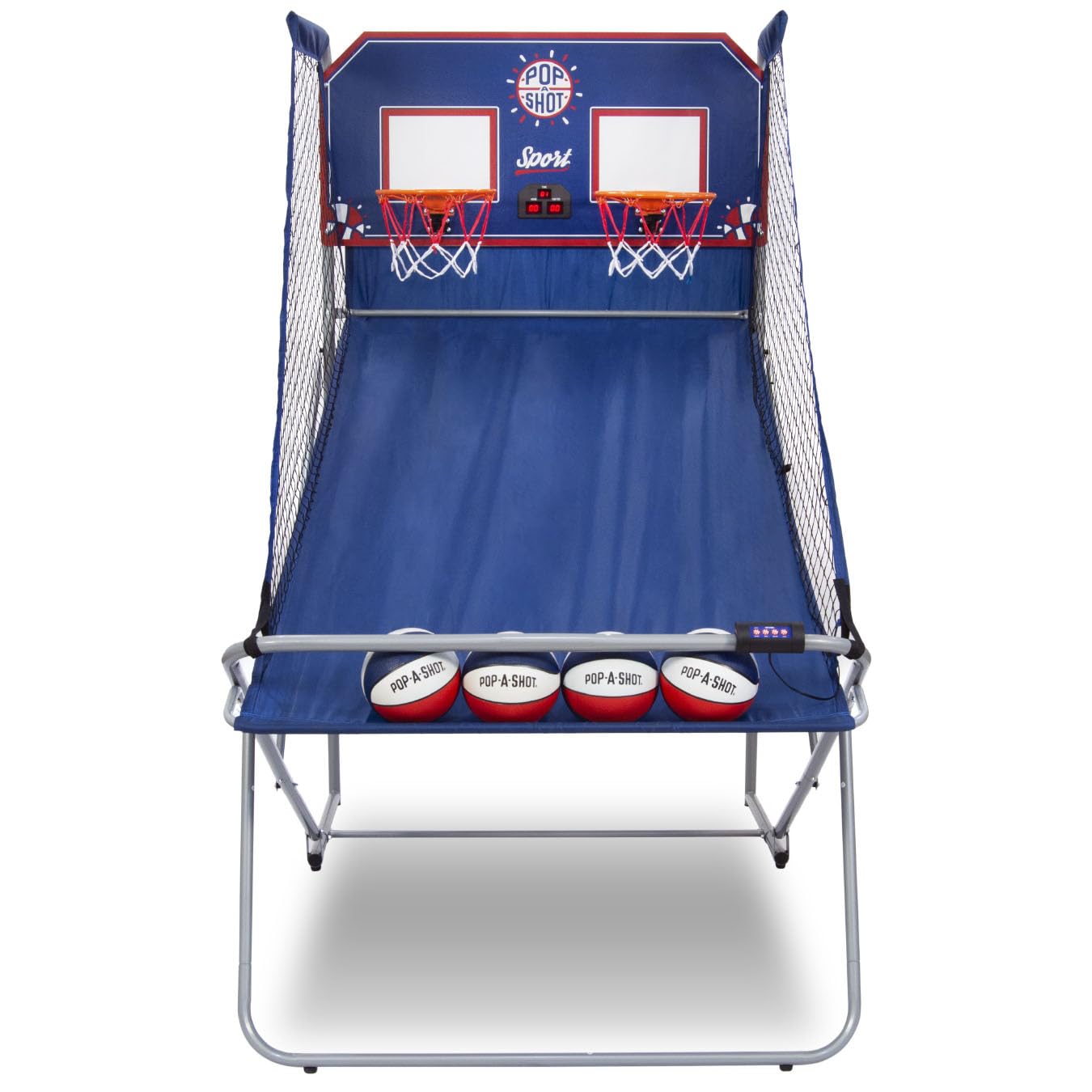 Pop-A-Shot Dual Shot Sport - Arcade Basketball Game for Home with Paddle Scoring Hoop, 10 Game Modes & 4 Balls | Foldable Indoor Basketball Hoop for Easy Storage | Perfect for Family Game Night, Kids Birthday Parties & Sports-Themed Events