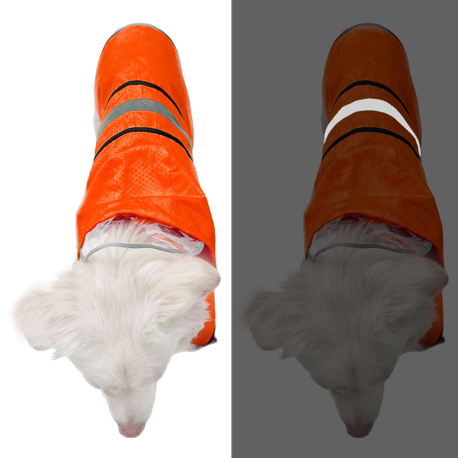 Waterproof Reflective Dog Raincoat - Lightweight Breathable Hooded Poncho with Adjustable Belly Strap & Leash Hole for Small Medium Large Dogs (Small, Orange) - Perfect for Rainy Walks, Hiking & Outdoor Adventures