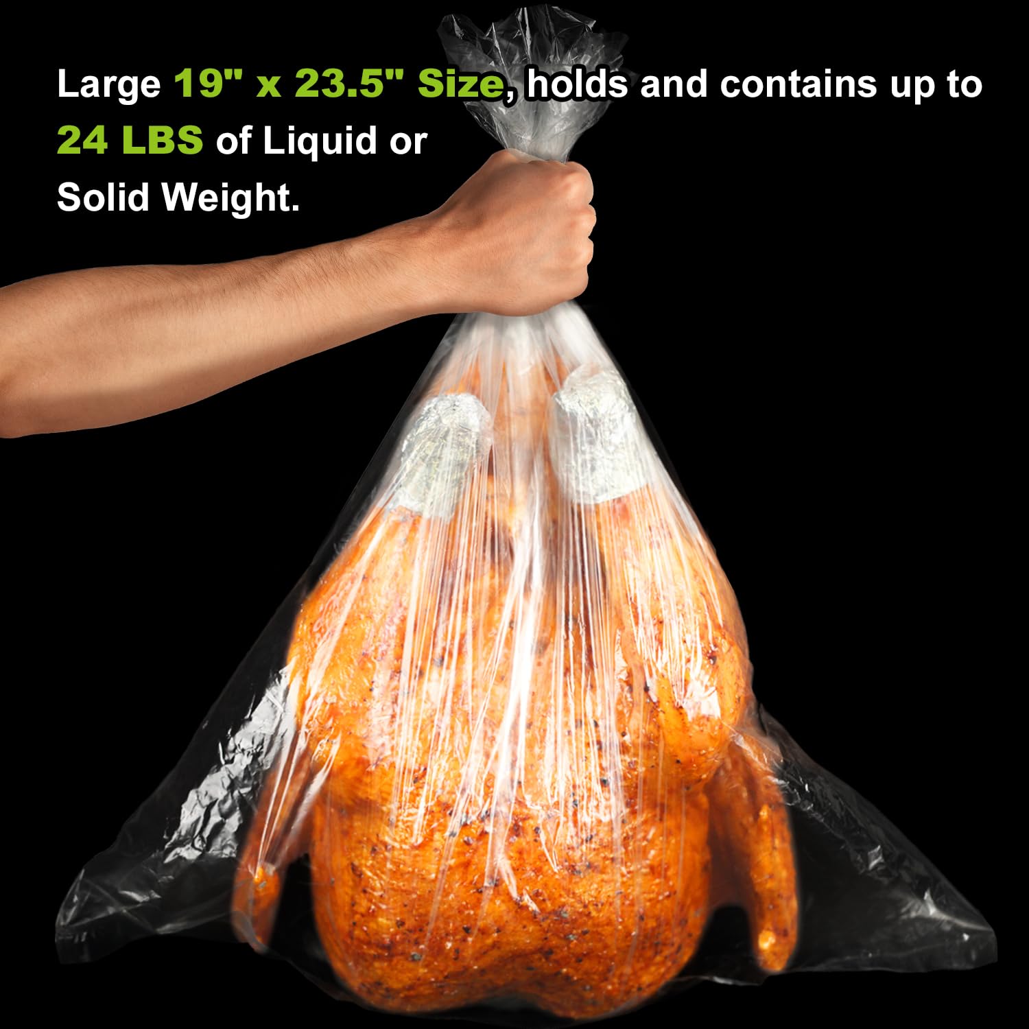 Multi-Purpose Turkey Oven Bags for Cooking, Roasting & Freezing - Large 19x23.5 Inch Food Storage Bags (25 Pack) | Perfect for Thanksgiving, Meal Prep & Bulk Food Preservation