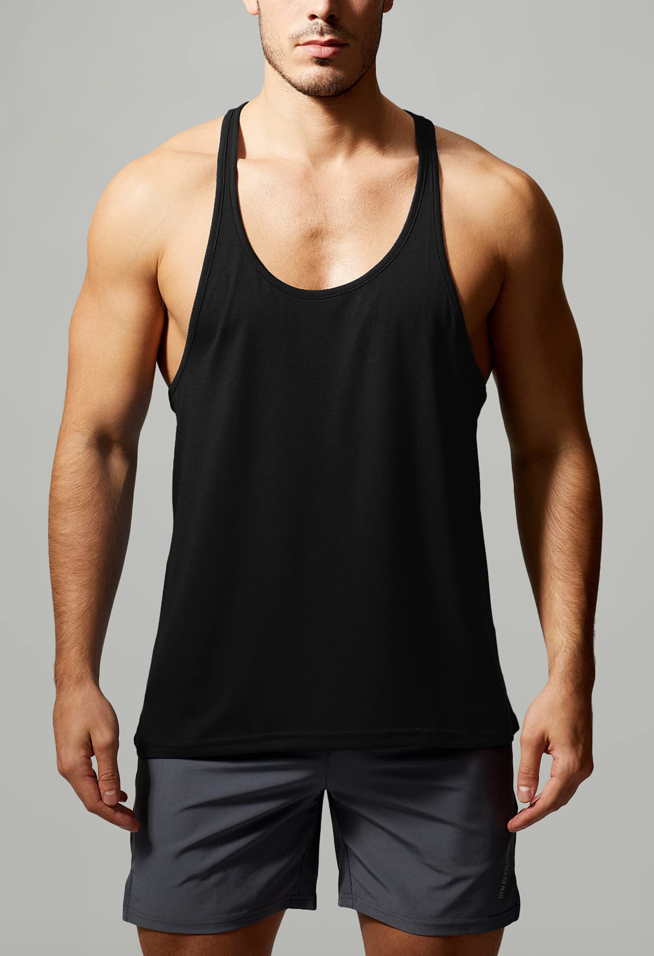 GYM REVOLUTION Men's 5 Pack Workout Tank Tops - Moisture Wicking Muscle Gym Shirts for Men - Sleeveless Athletic Shirts for Running, Weightlifting & CrossFit Training