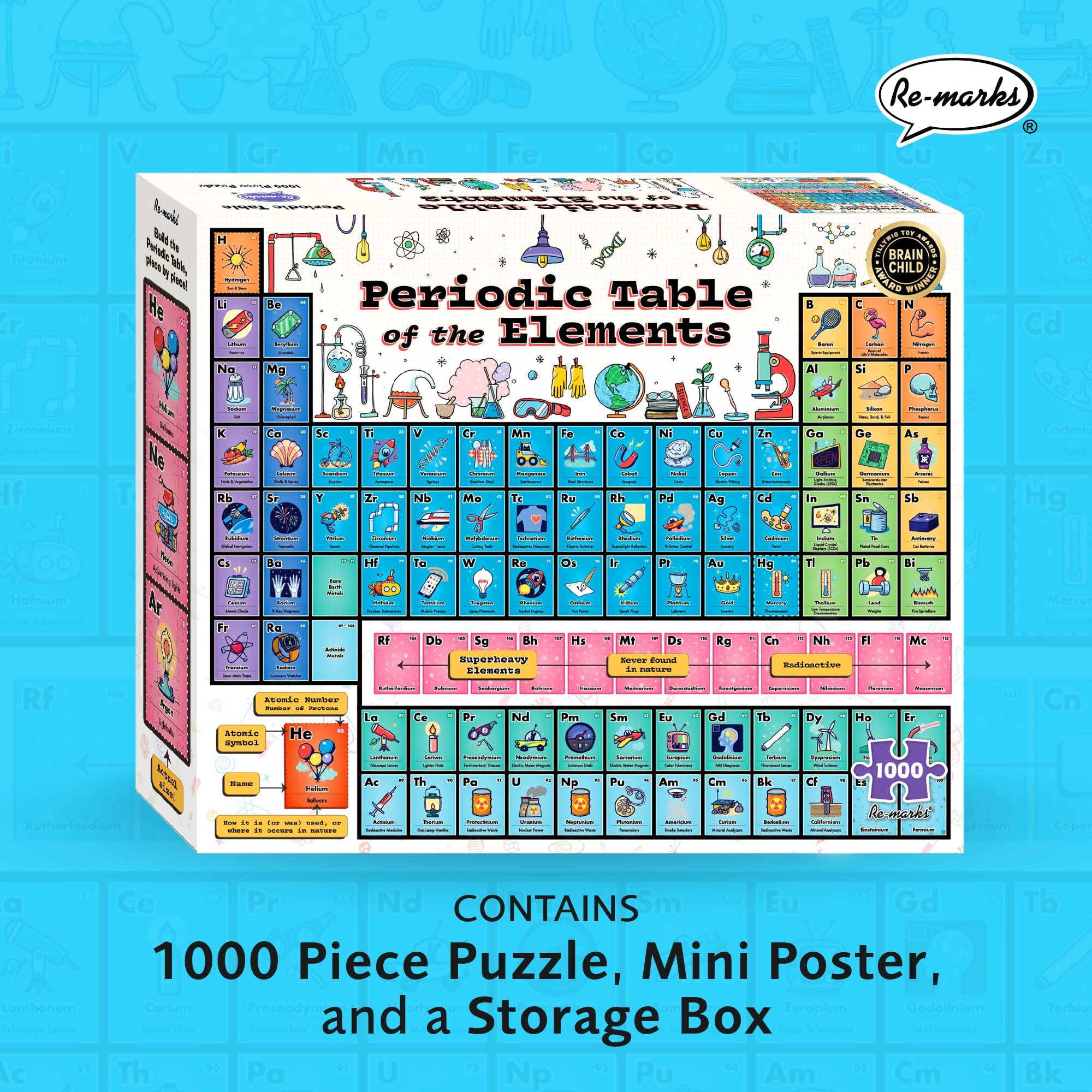 Re-Marks Periodic Table 1000-Piece Jigsaw Puzzle - Educational Science Puzzle for Adults & Kids - Perfect for Classroom Learning, Family Game Night & STEM Activities