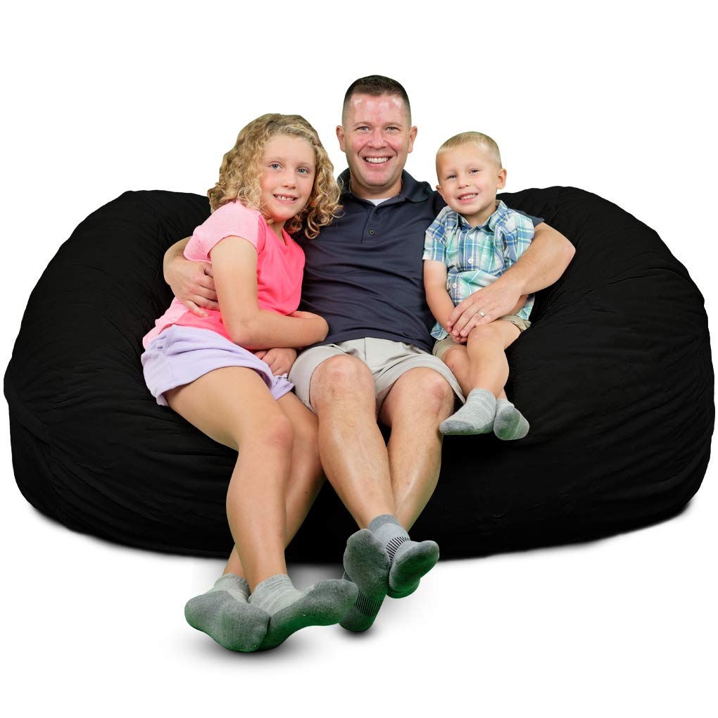 ULTIMATE SACK Oversized Bean Bag Chair for Adults - Premium Black Suede Lounger, Comfy Couch & Loveseat Alternative | Perfect for Living Room, Game Room & Dorm Relaxation