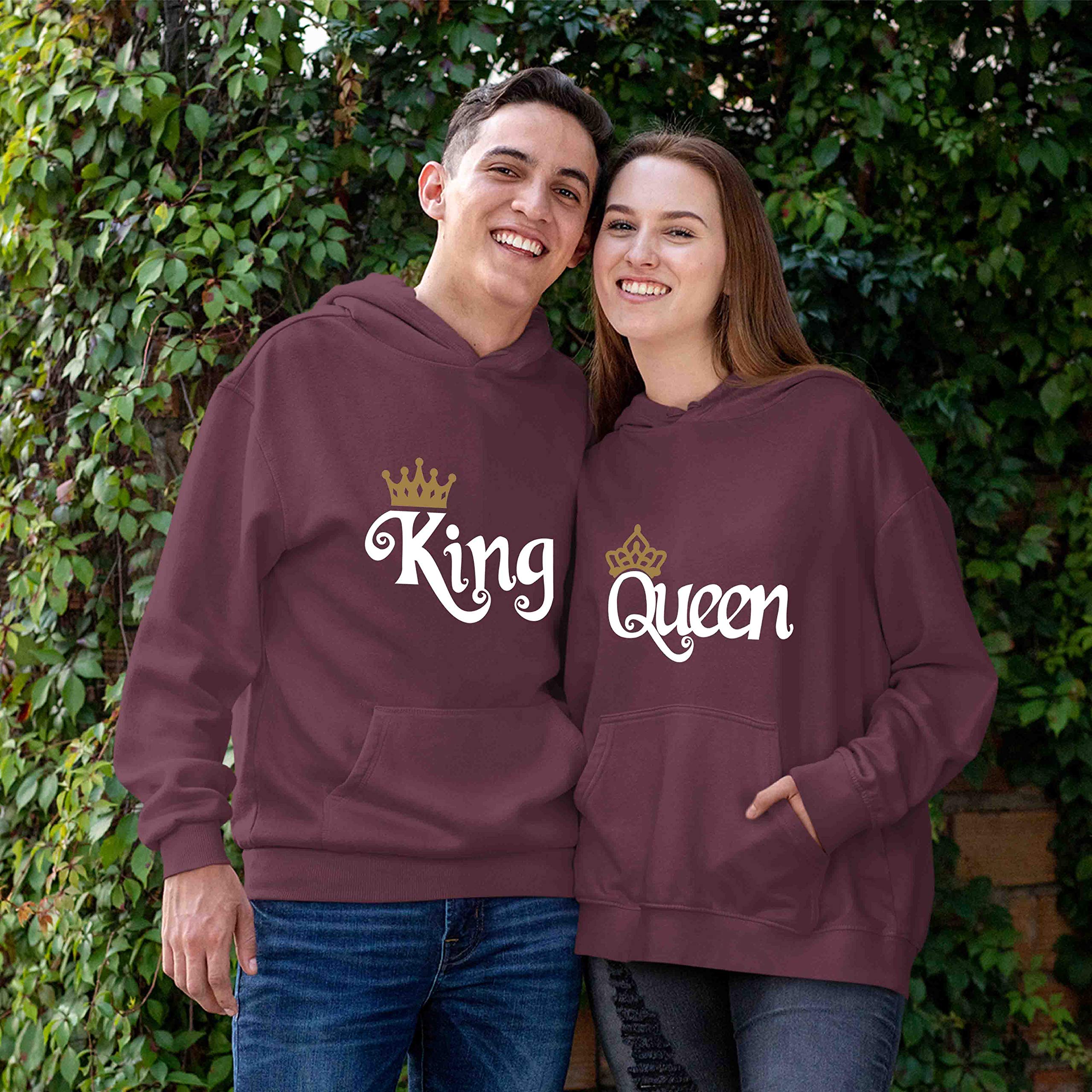 Unisex Hoodies with Kangaroo Pocket - Queen & King Couples Hooded Sweatshirts for Matching Outfits, Date Nights & Cozy Loungewear
