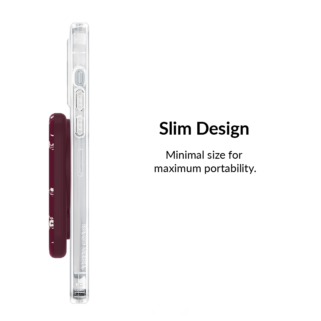 French Burgundy Floral MagSafe Battery Pack - 10000mAh Portable Charger for iPhone 12/13/14/15 Pro Max - Perfect for Travel, Work & Outdoor Adventures
